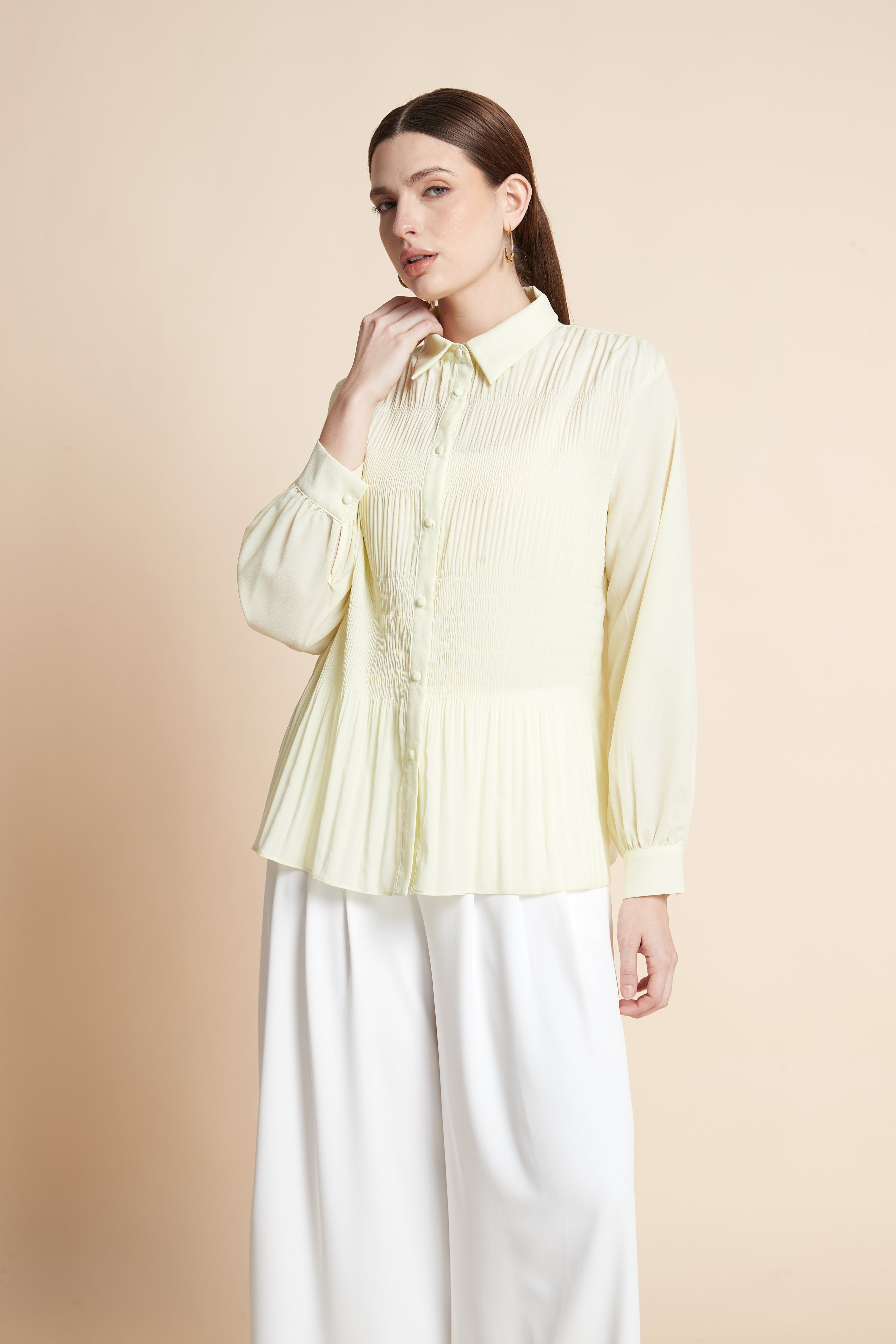 Long Sleeve Ruffled Hem Shirt