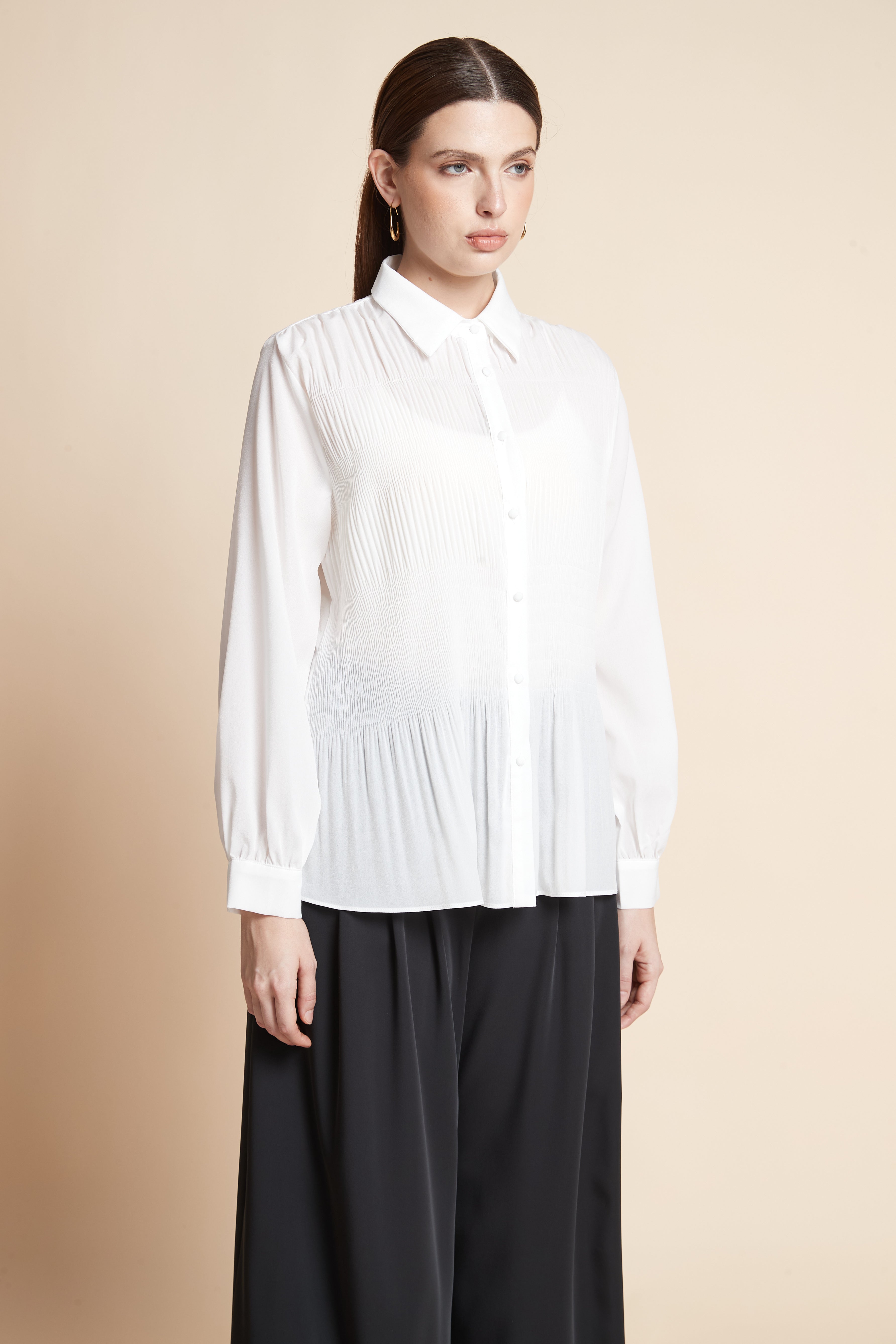 Long Sleeve Ruffled Hem Shirt