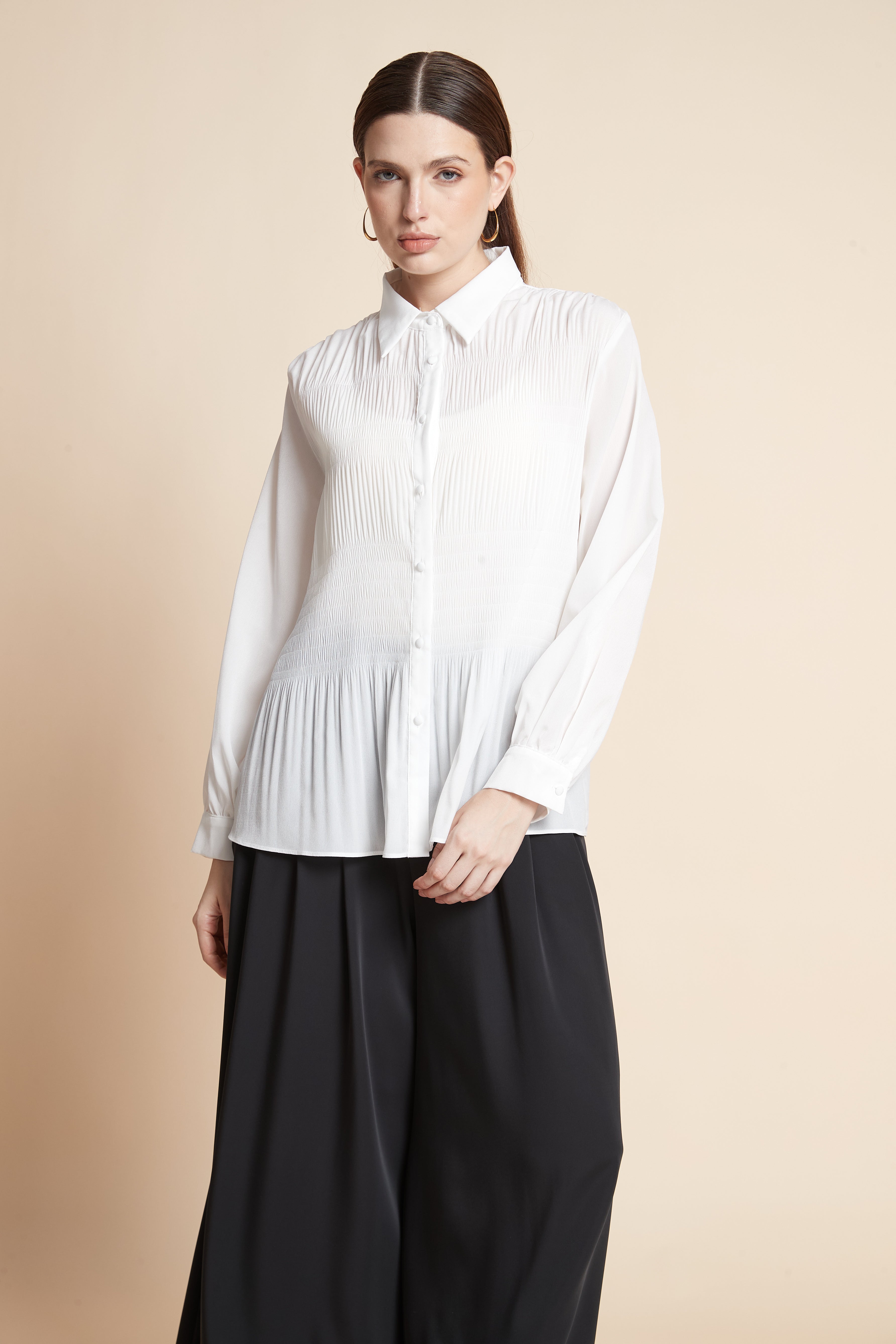 Long Sleeve Ruffled Hem Shirt
