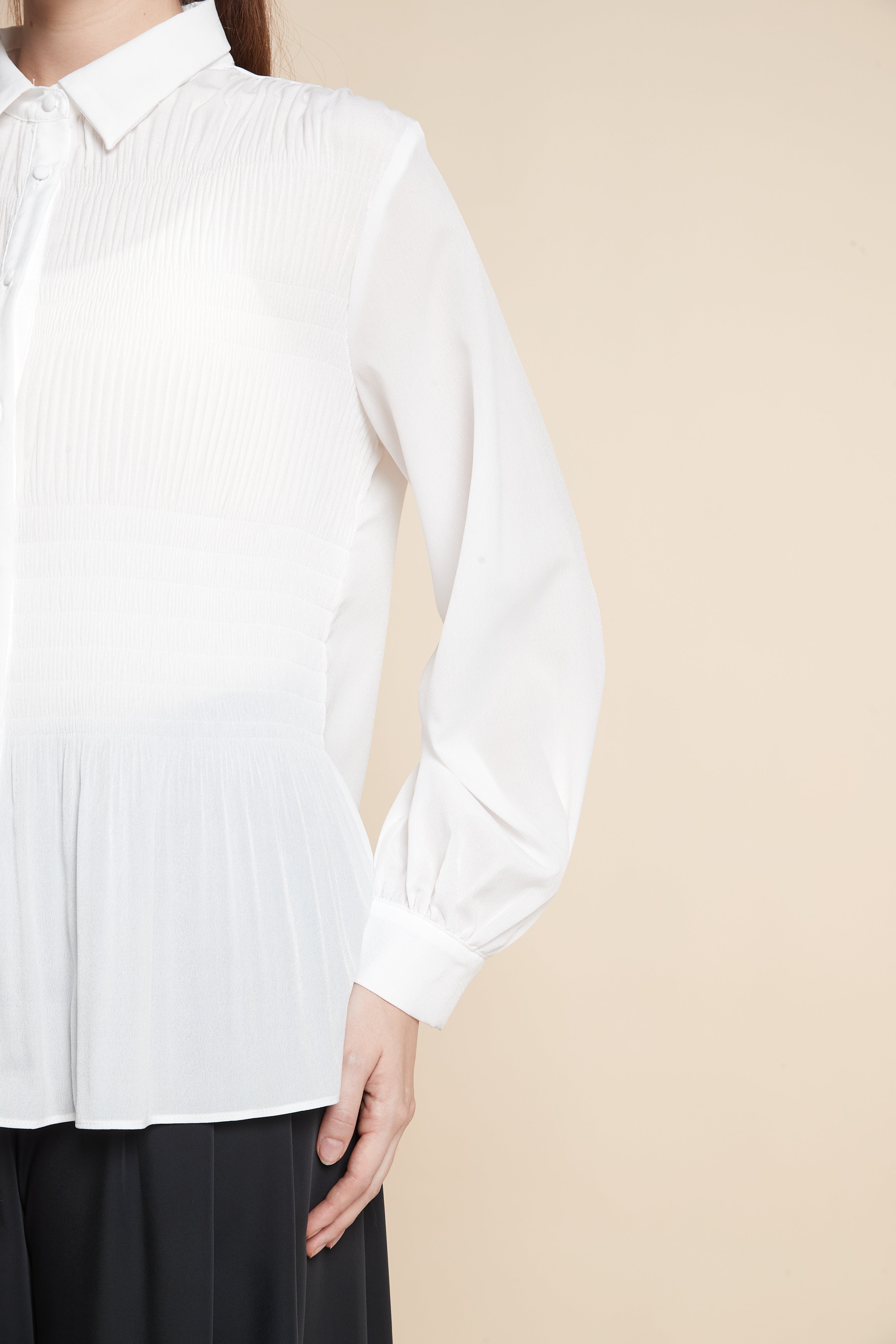 Long Sleeve Ruffled Hem Shirt