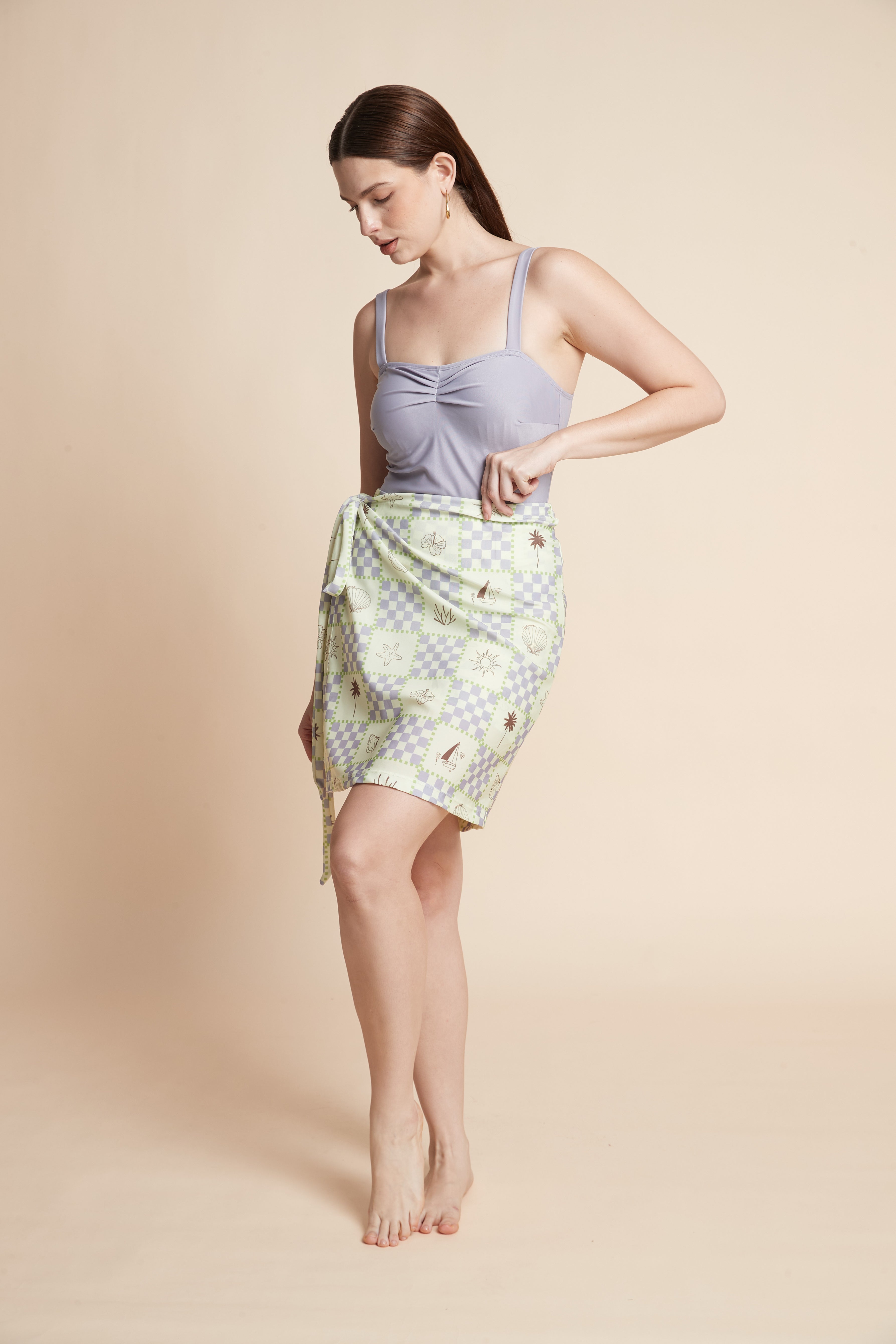 Printed Swimsuit Skirt With Tie