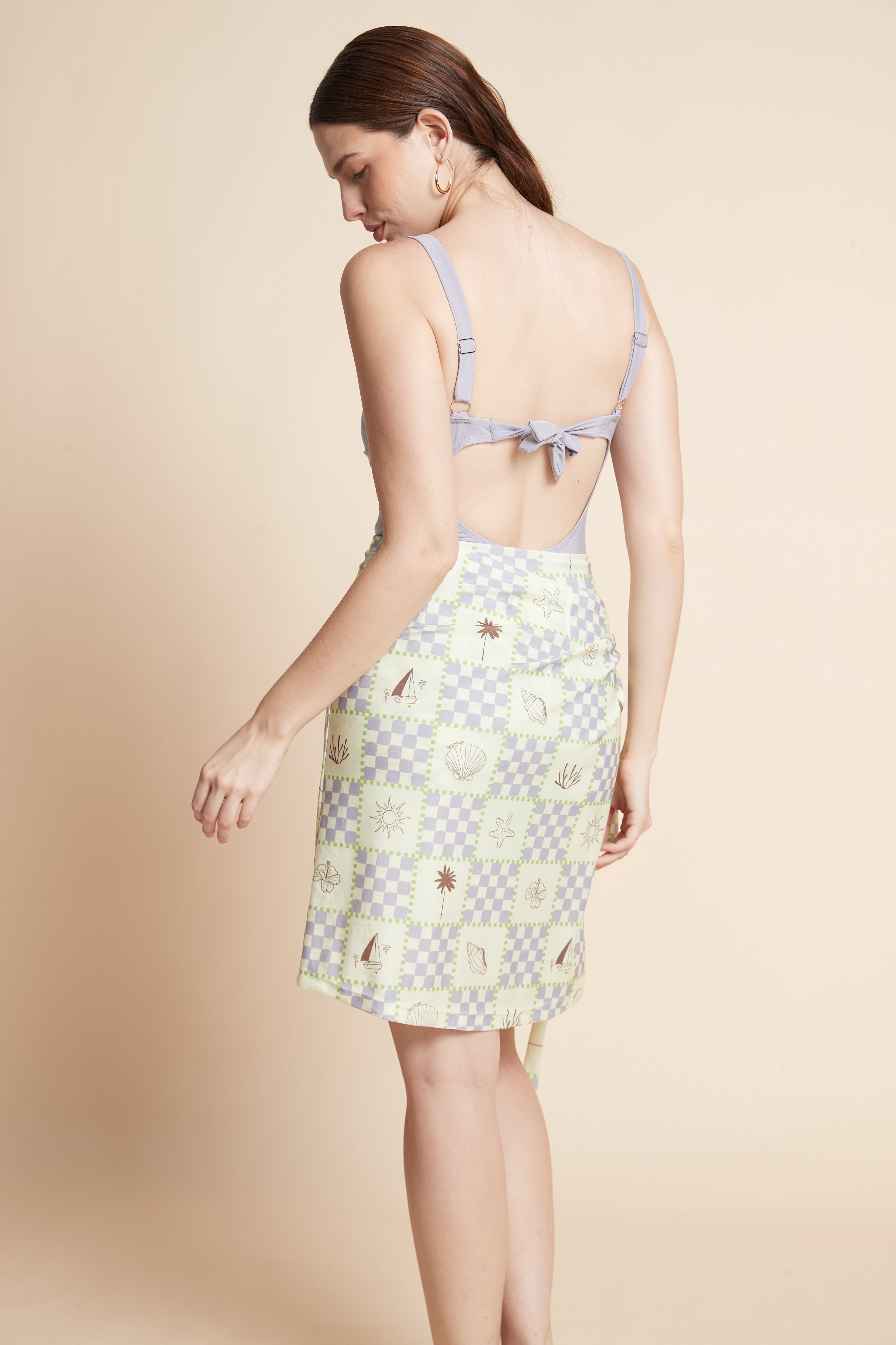 Printed Swimsuit Skirt With Tie