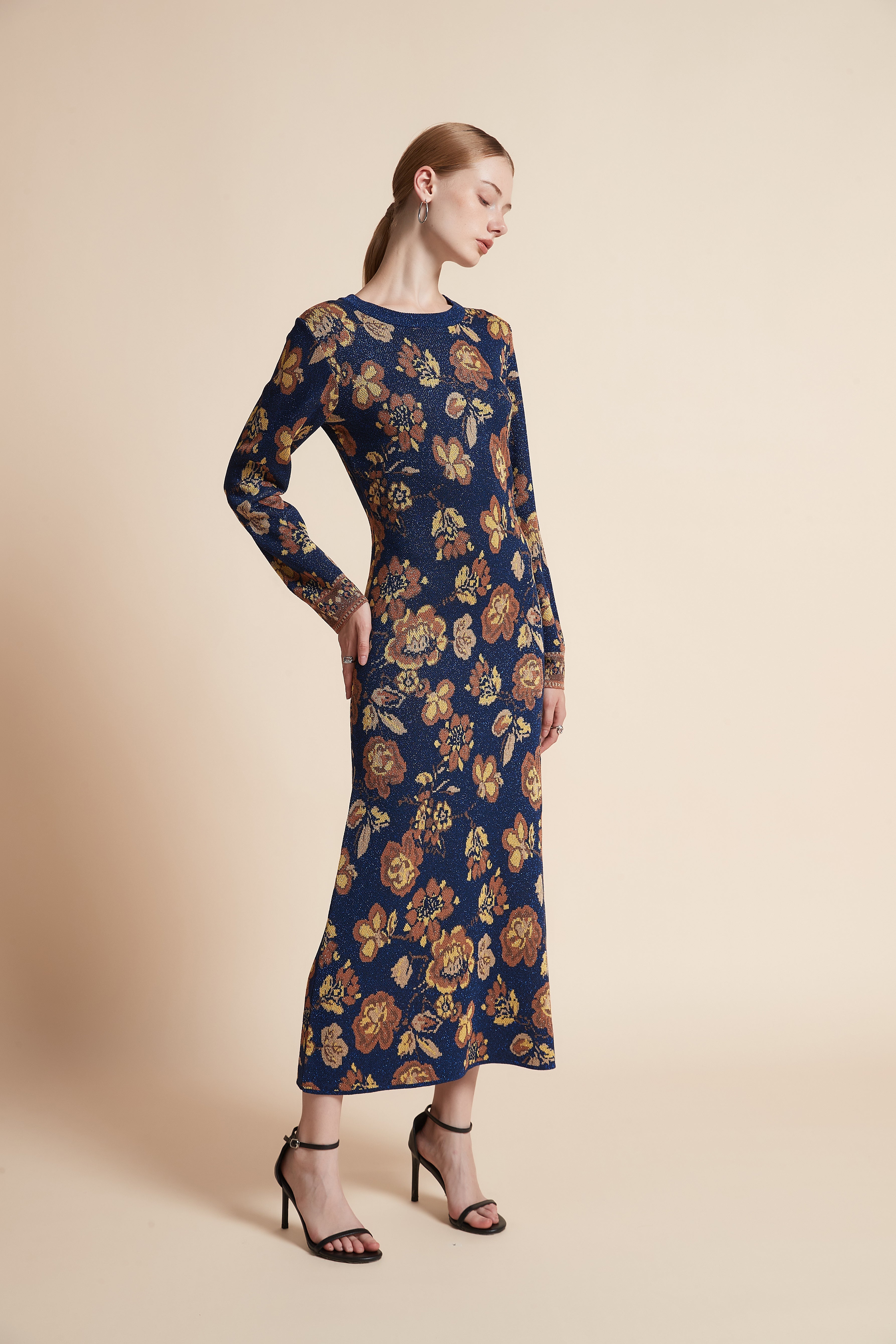 Floral Long-Sleeve Maxi Dress