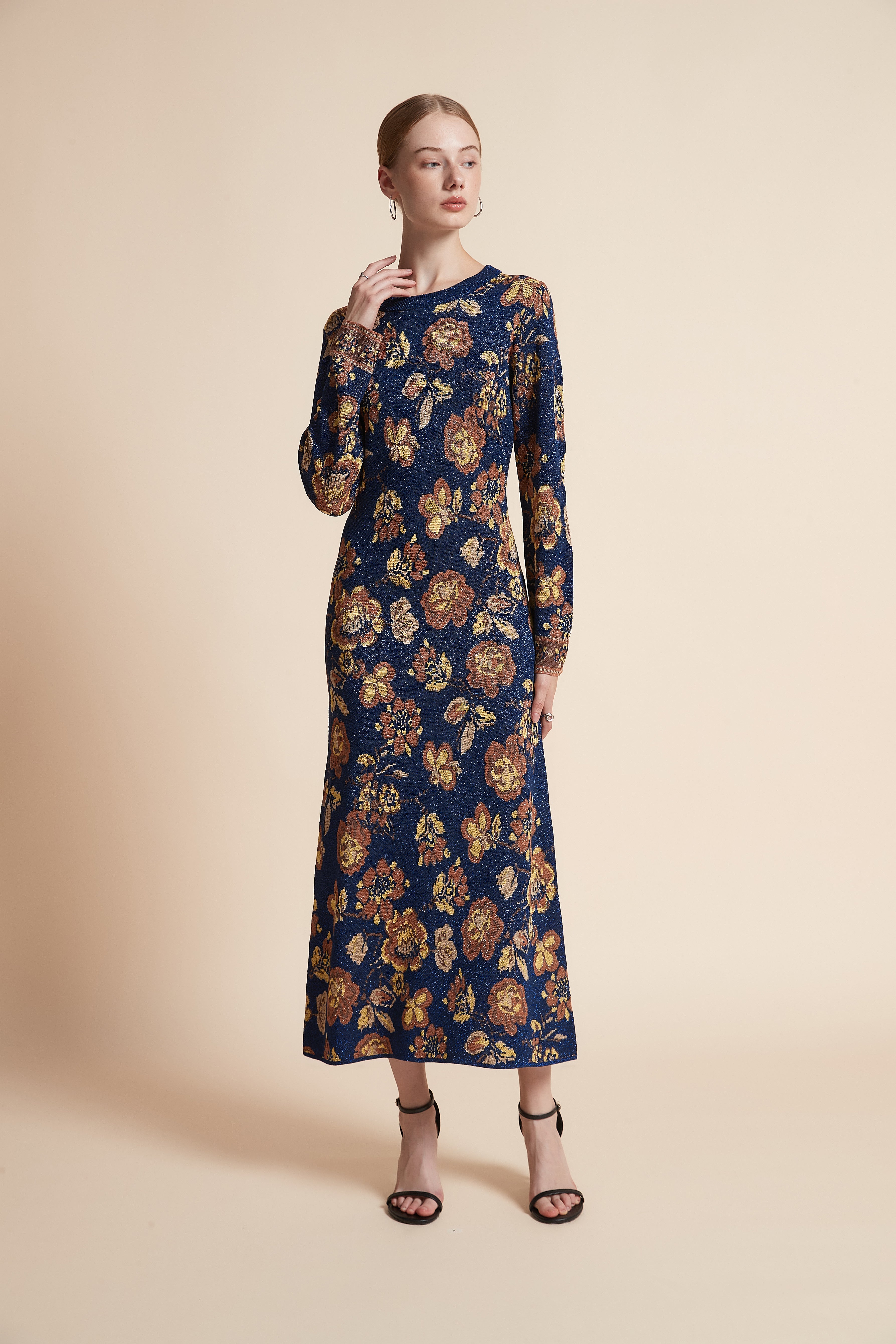 Floral Long-Sleeve Maxi Dress