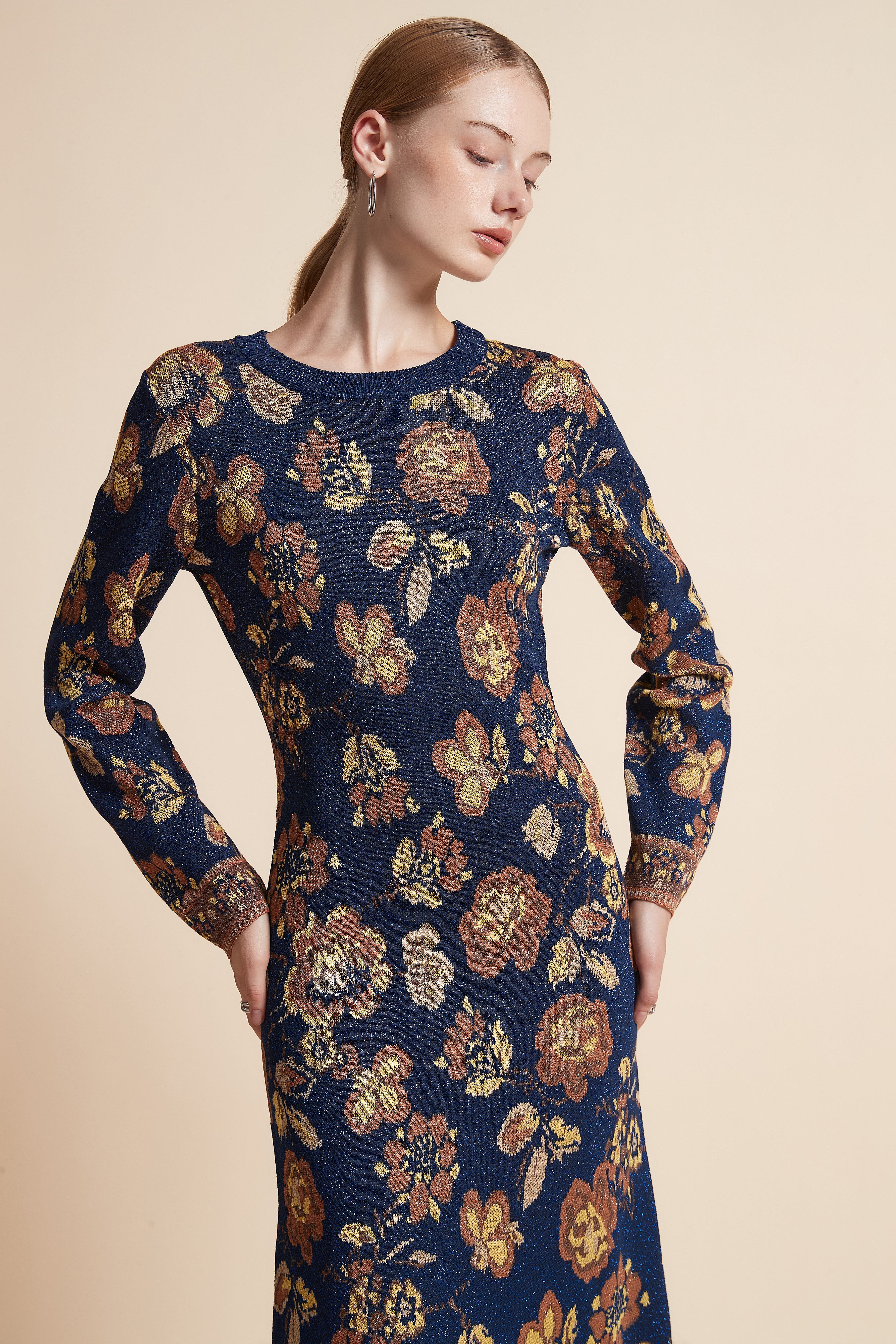Floral Long-Sleeve Maxi Dress