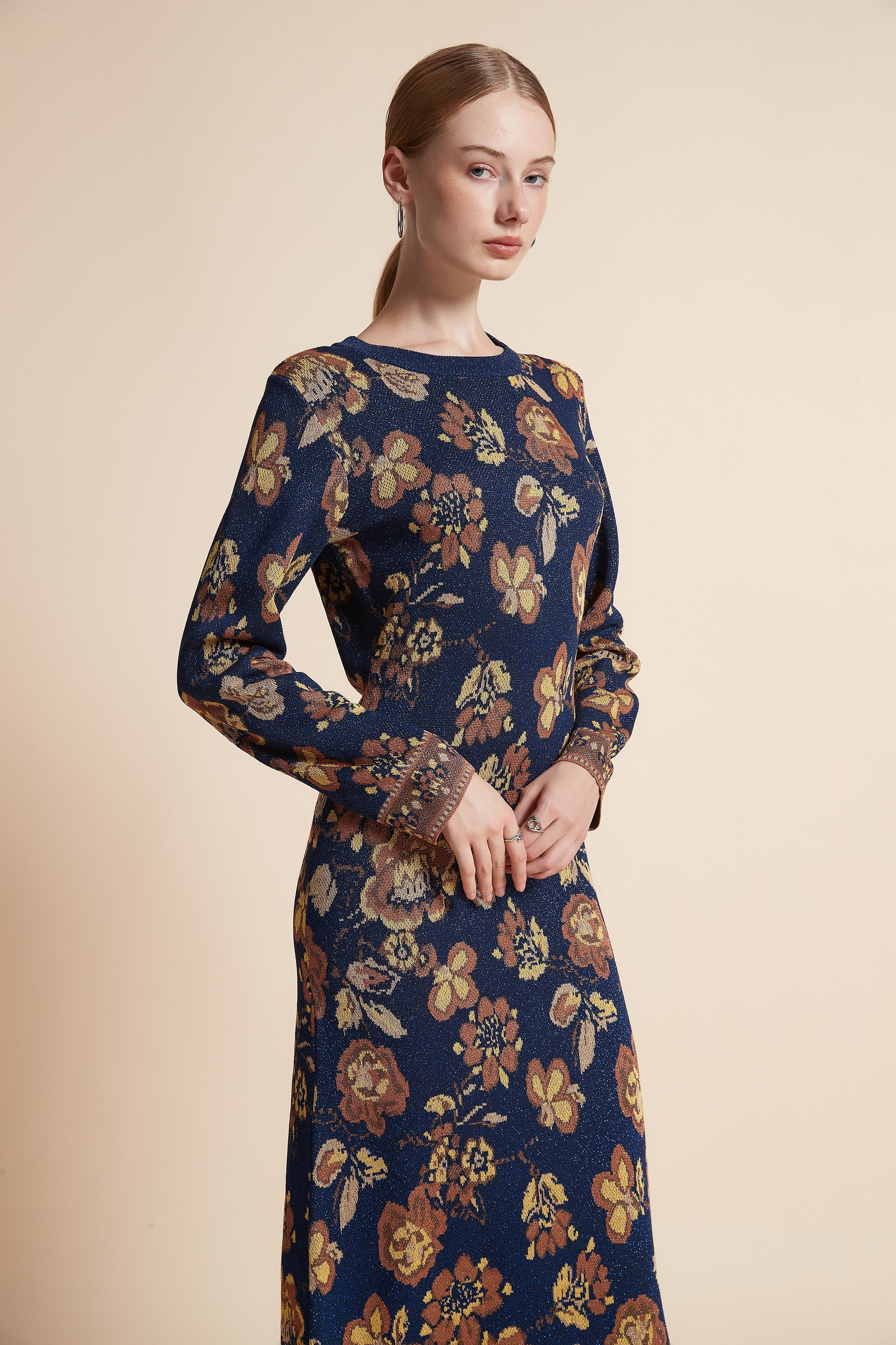 Floral Long-Sleeve Maxi Dress