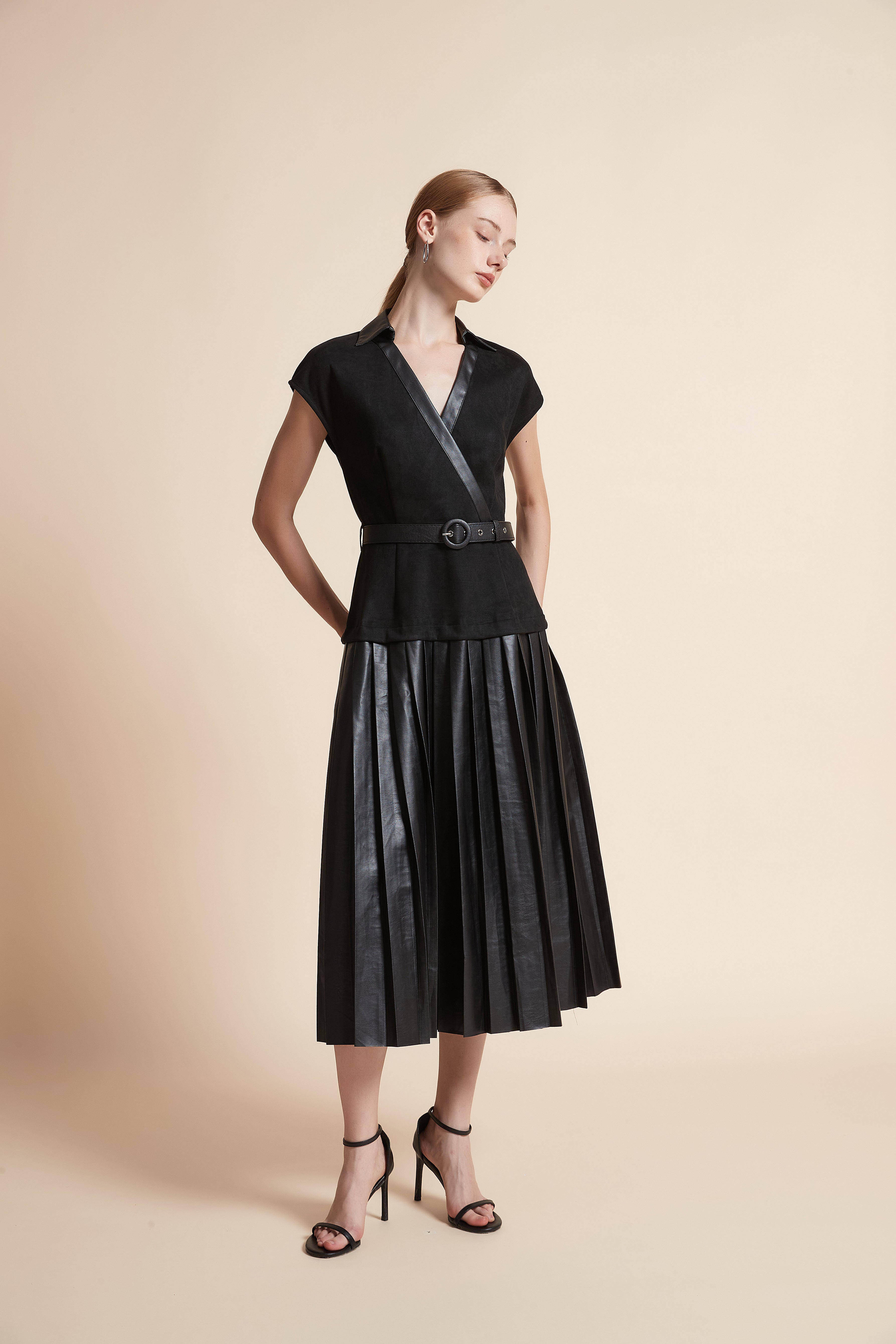 Floral Midi Dress with Waist Belt