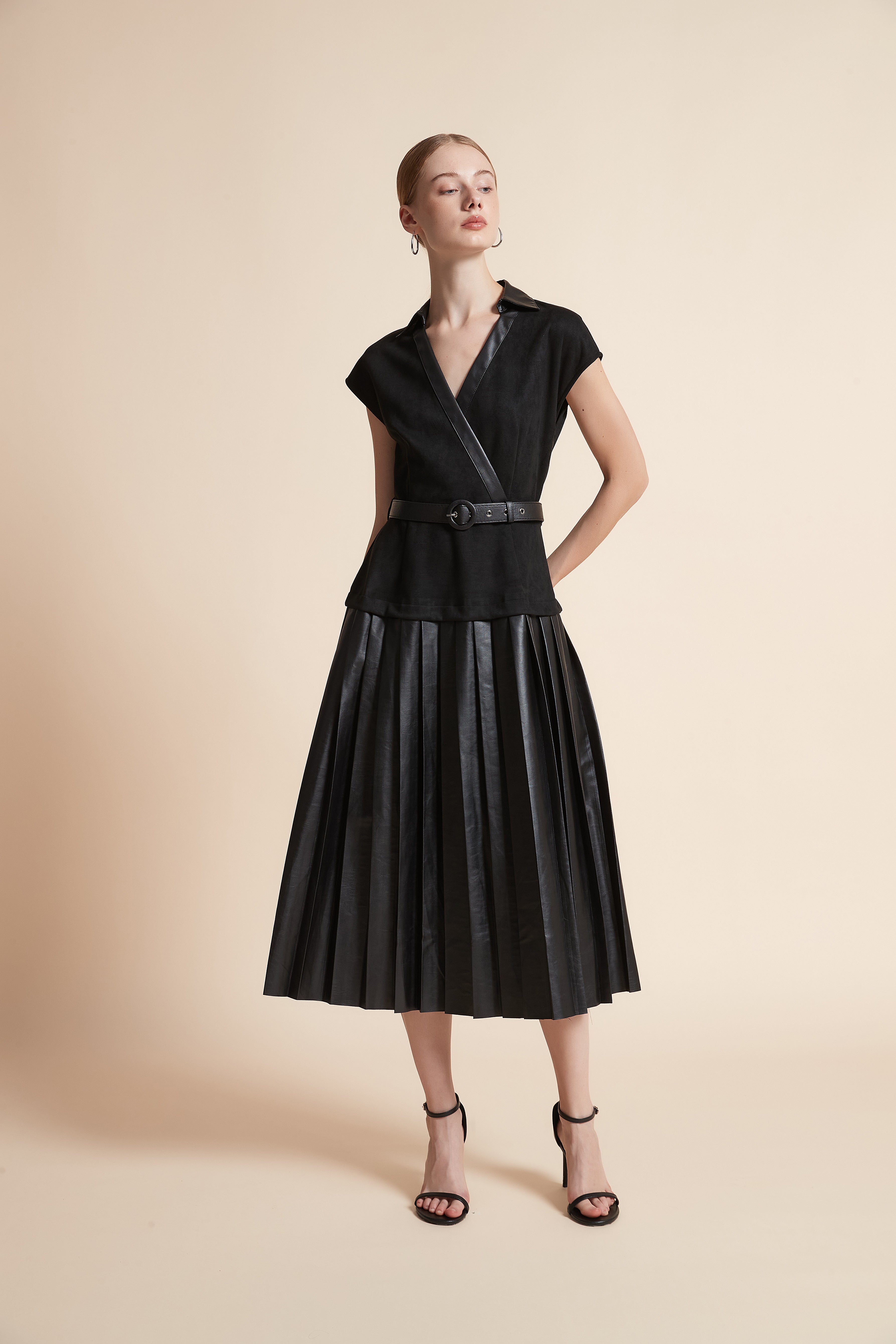 Floral Midi Dress with Waist Belt