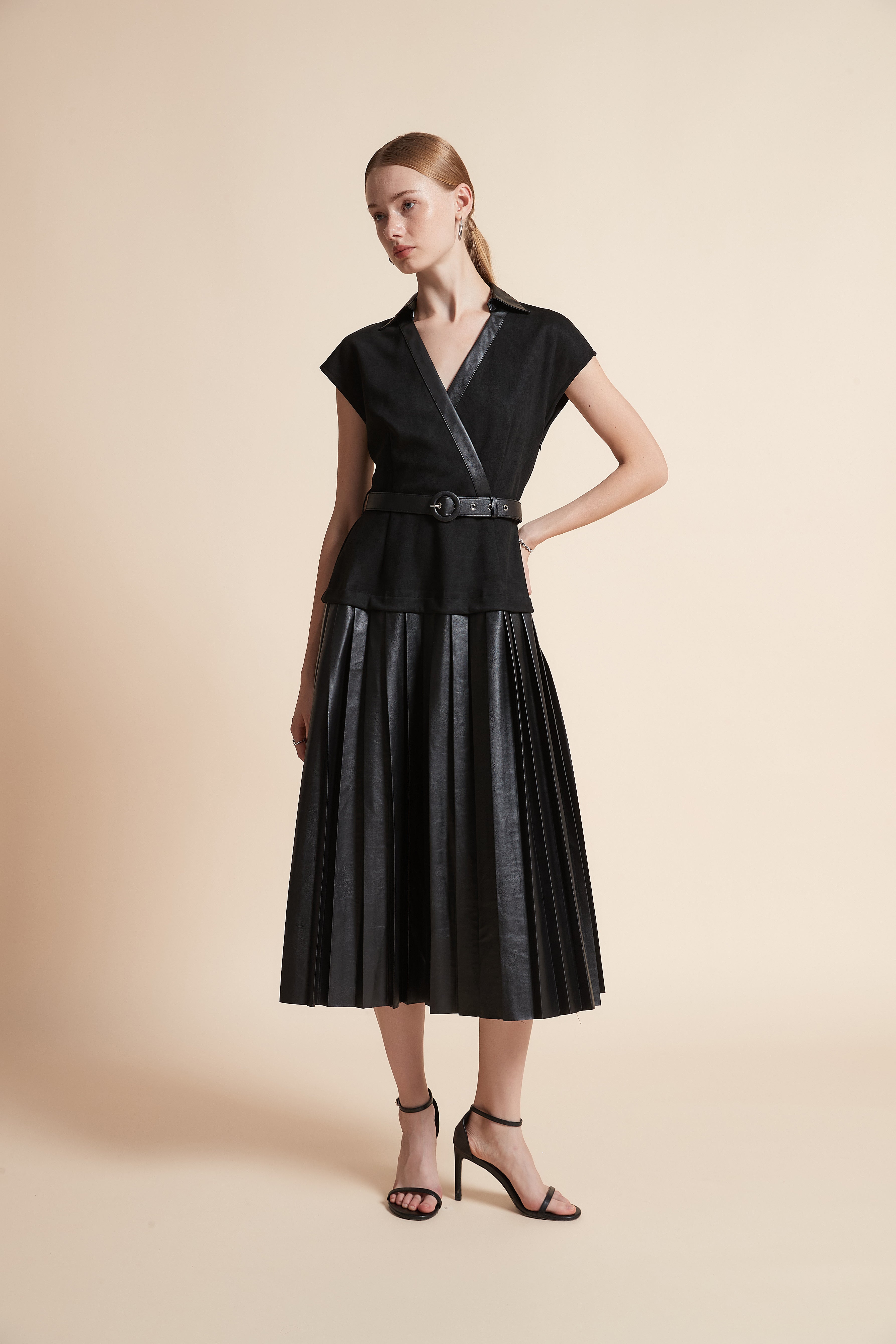 Floral Midi Dress with Waist Belt