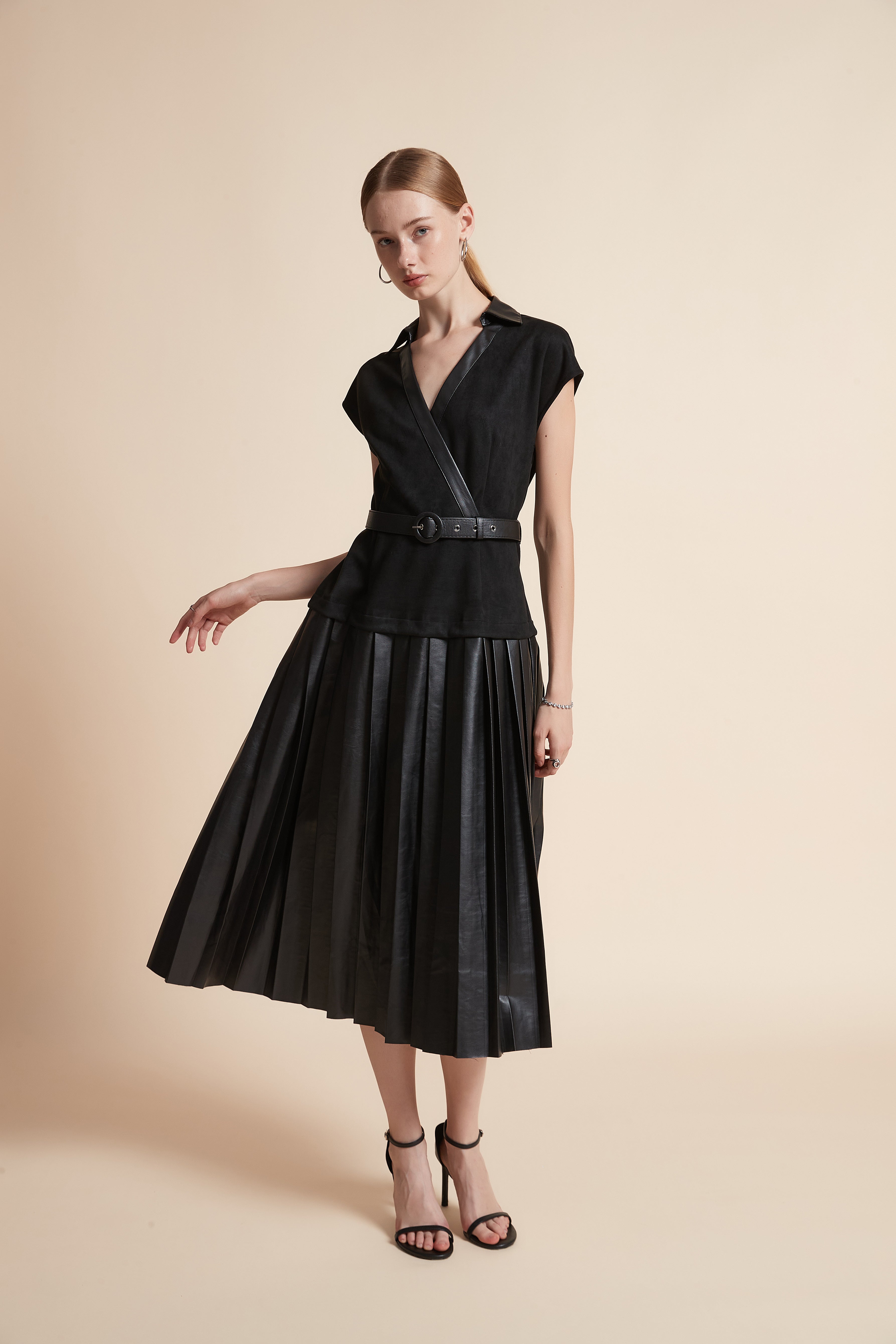 Floral Midi Dress with Waist Belt