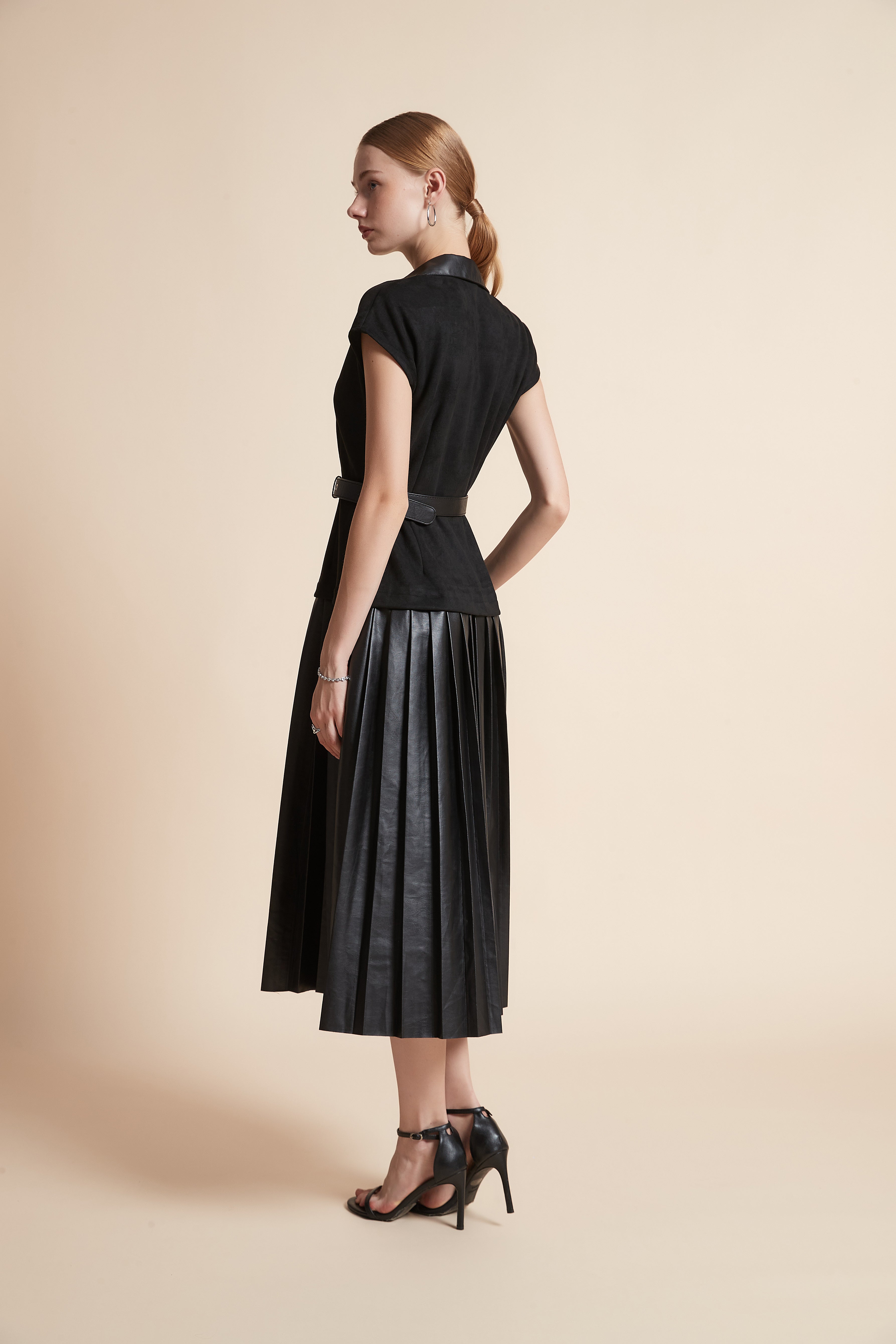 Floral Midi Dress with Waist Belt