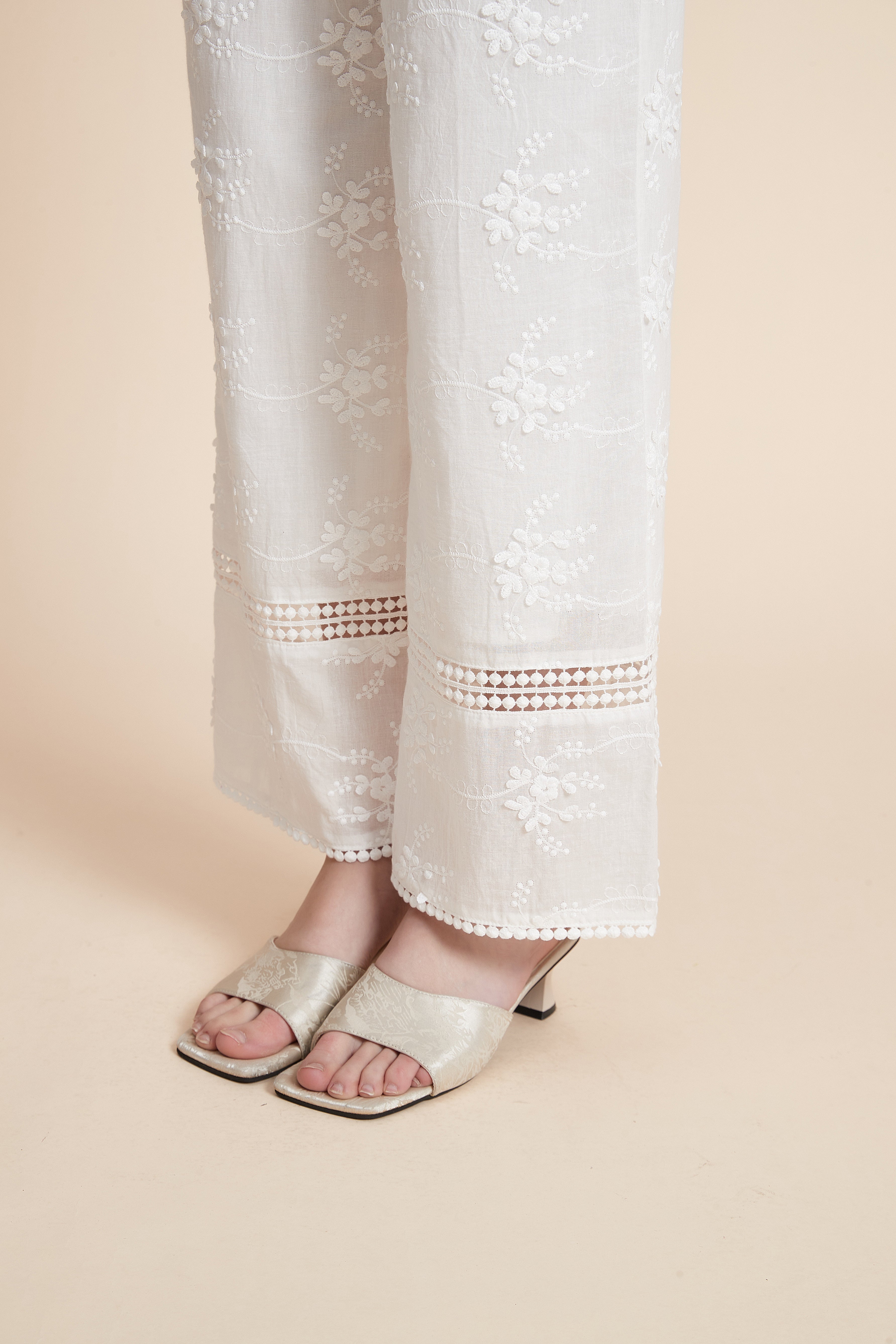 Embroidered Floral Long Pants