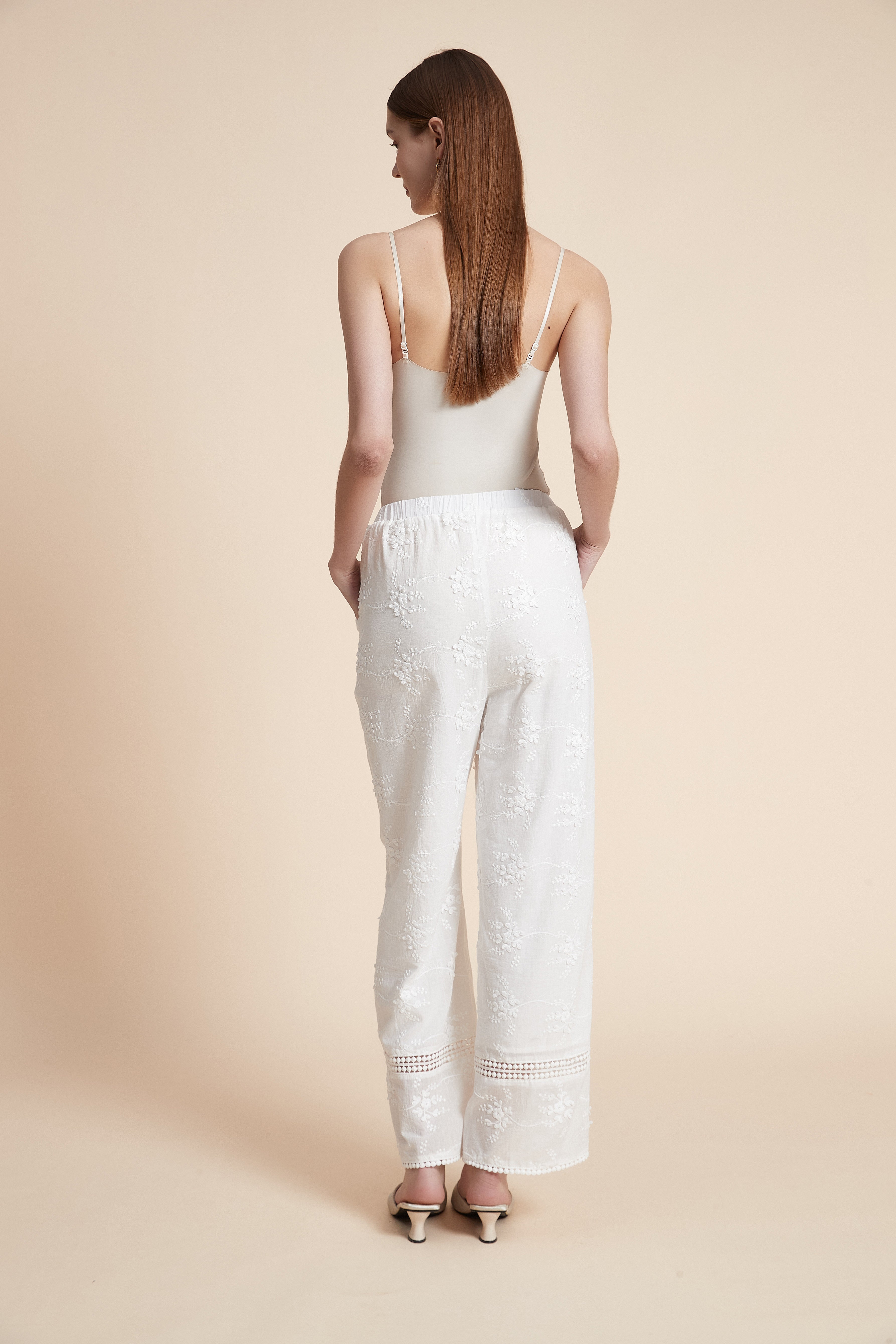 Embroidered Floral Long Pants