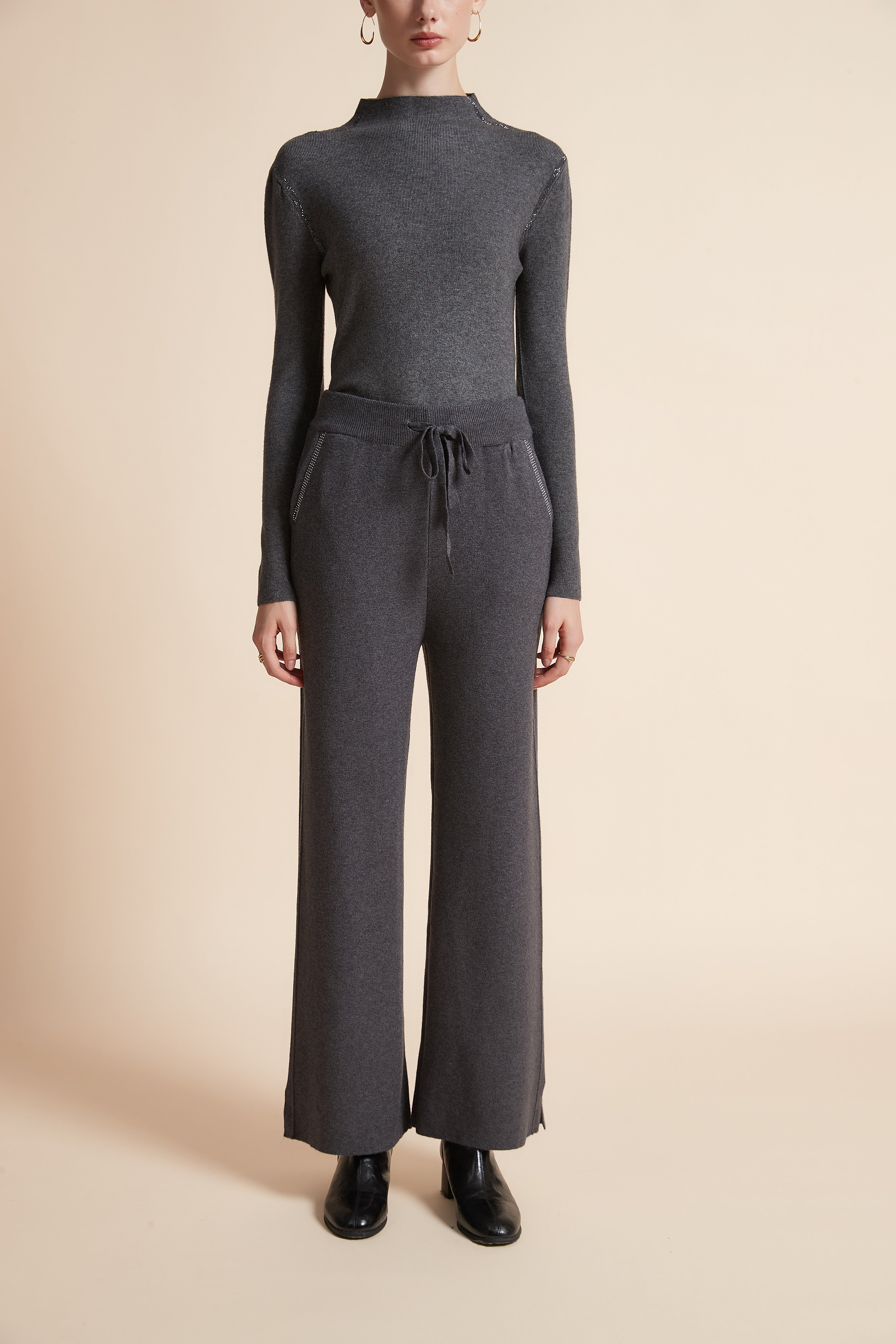 Wide-Leg Drawstring Pants