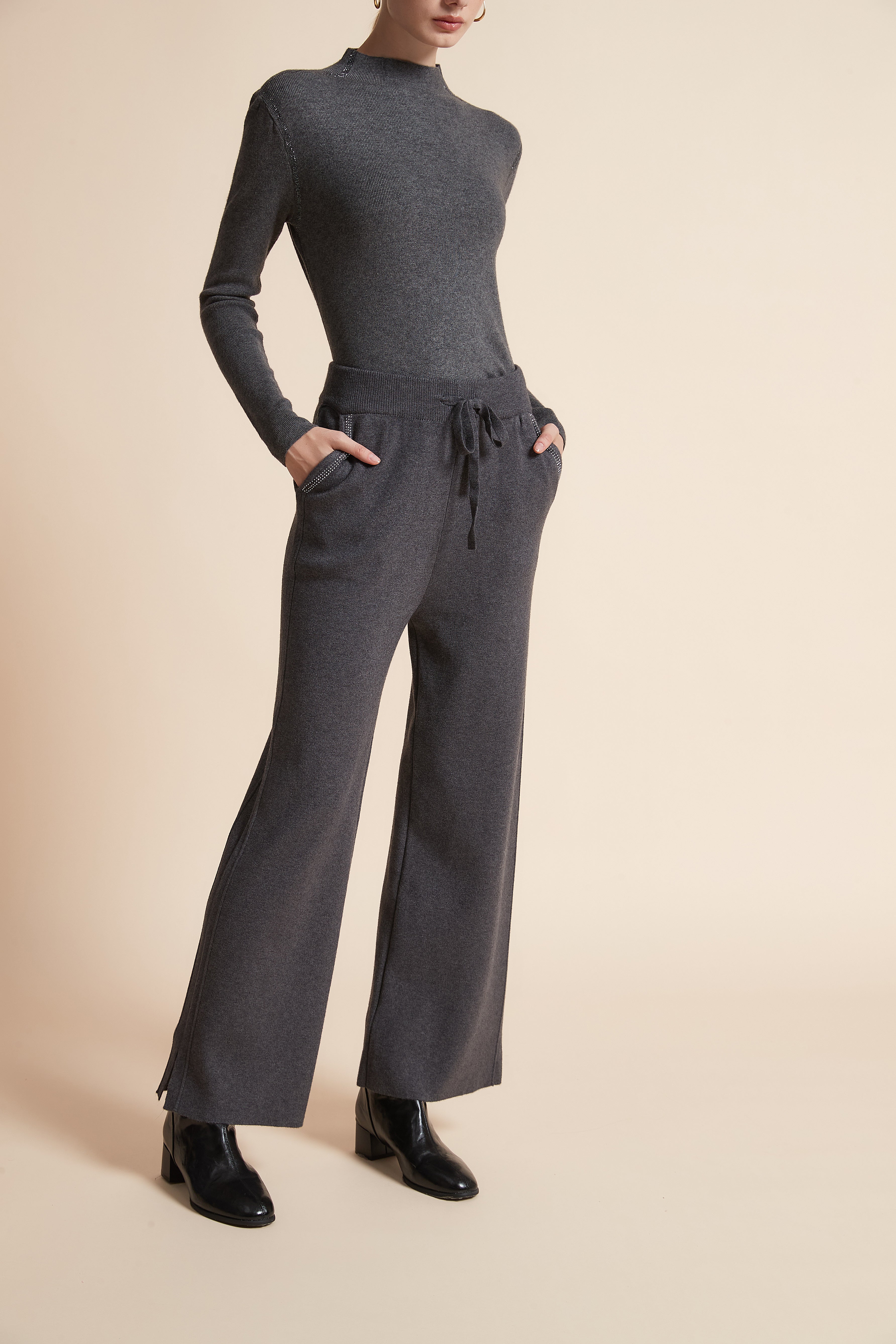Wide-Leg Drawstring Pants