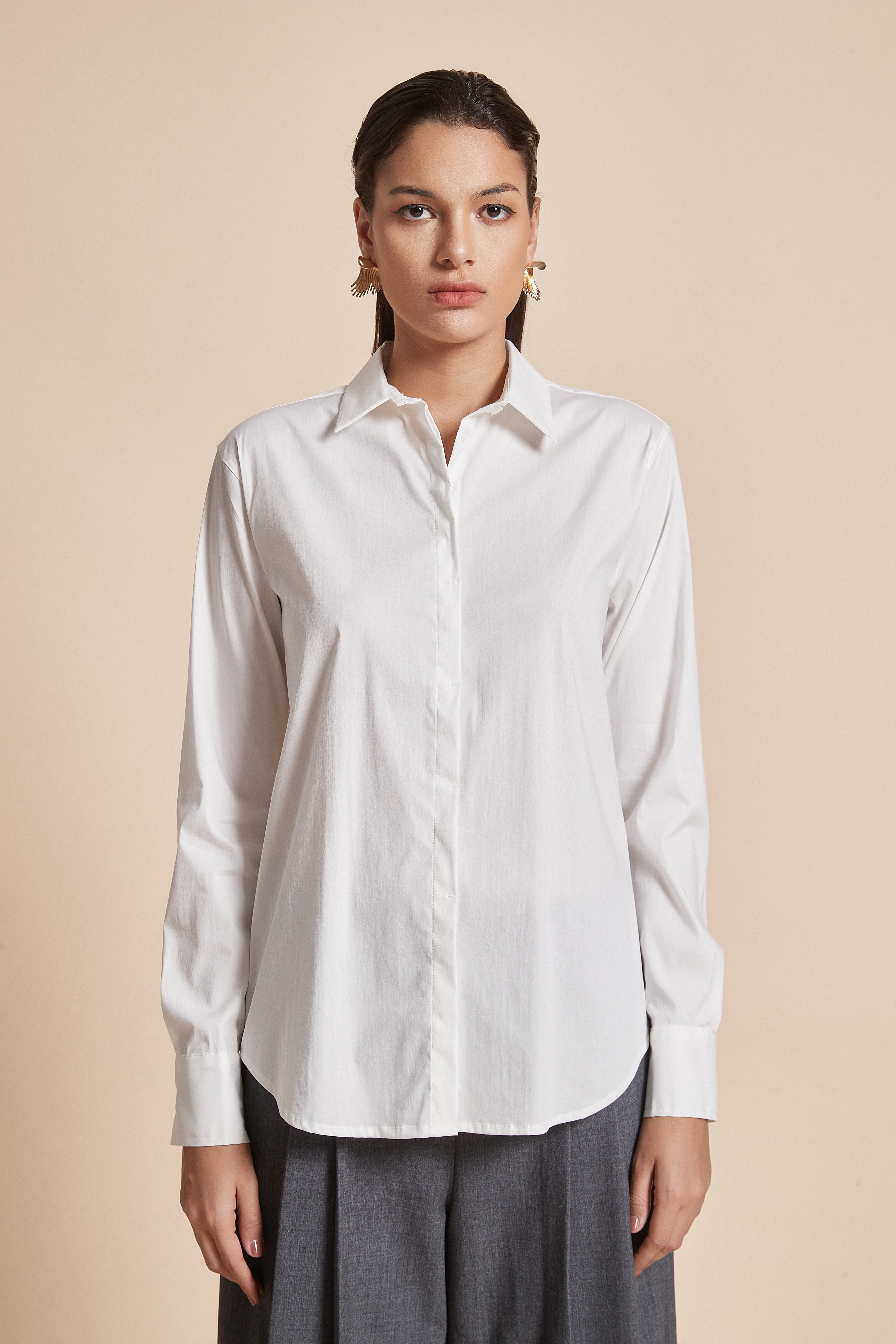 Blouse With Long Sleeves And Front Buttons