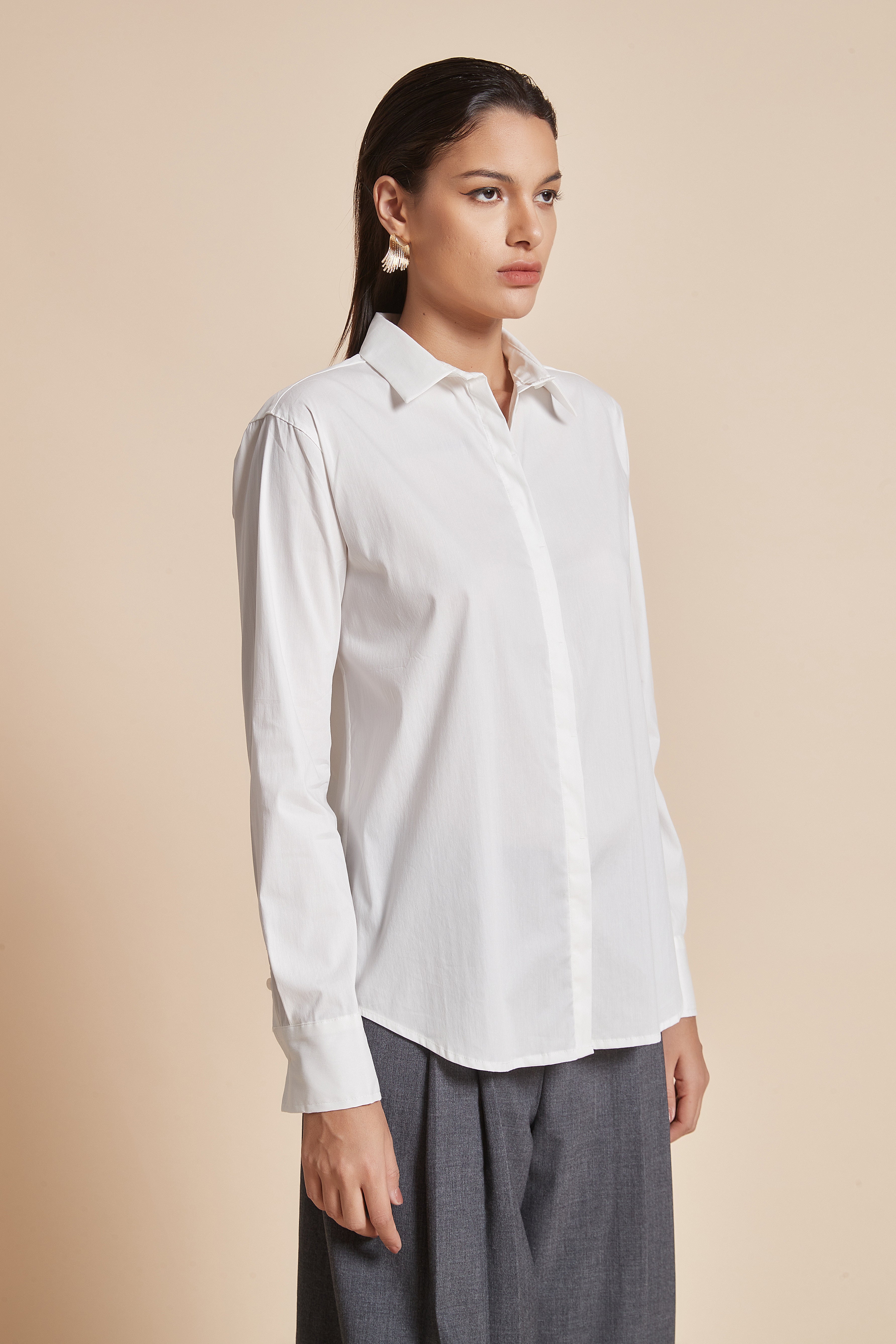 Yola Blouse with Long Sleeves and Front Buttons