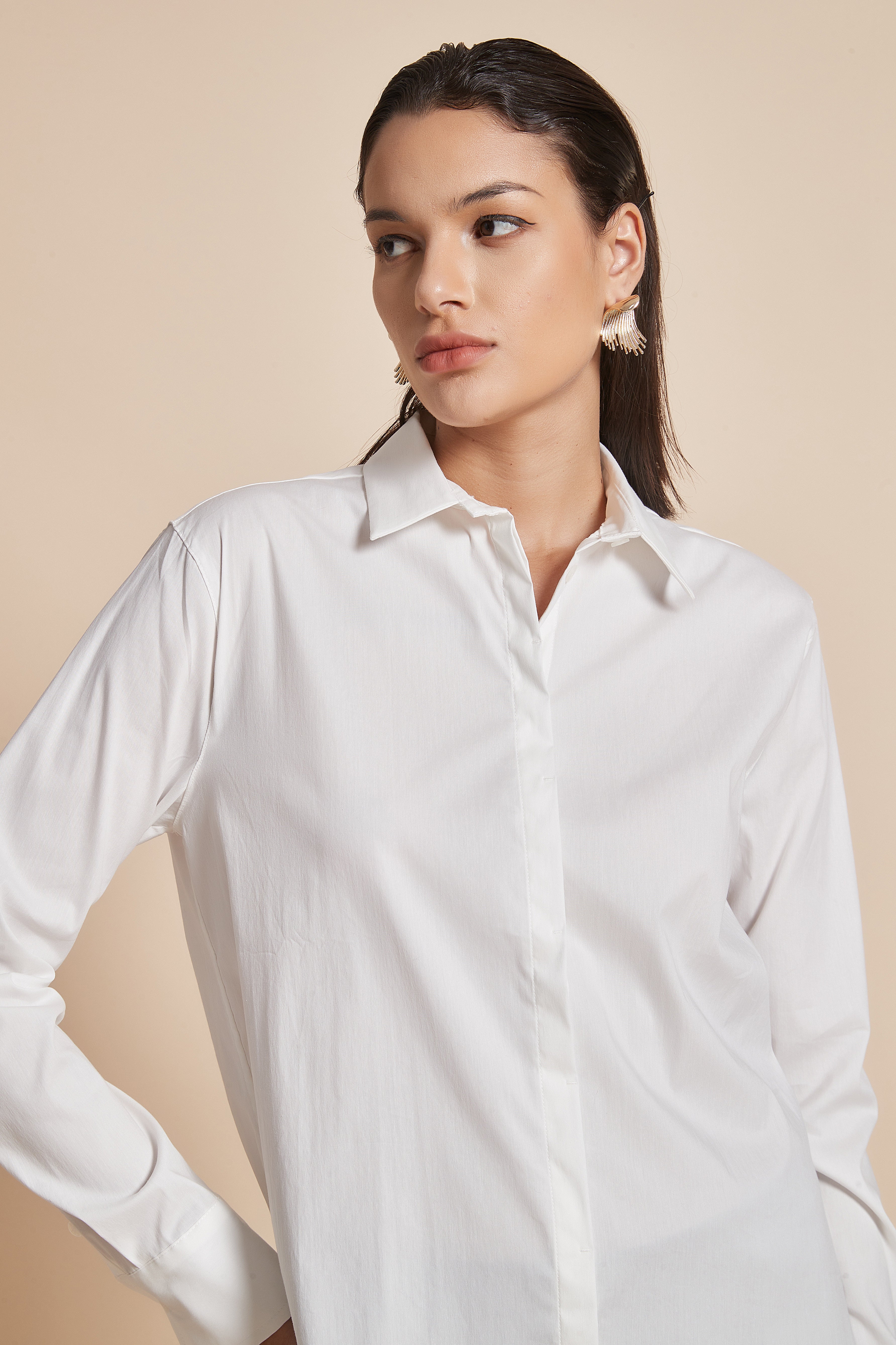 Yola Blouse with Long Sleeves and Front Buttons