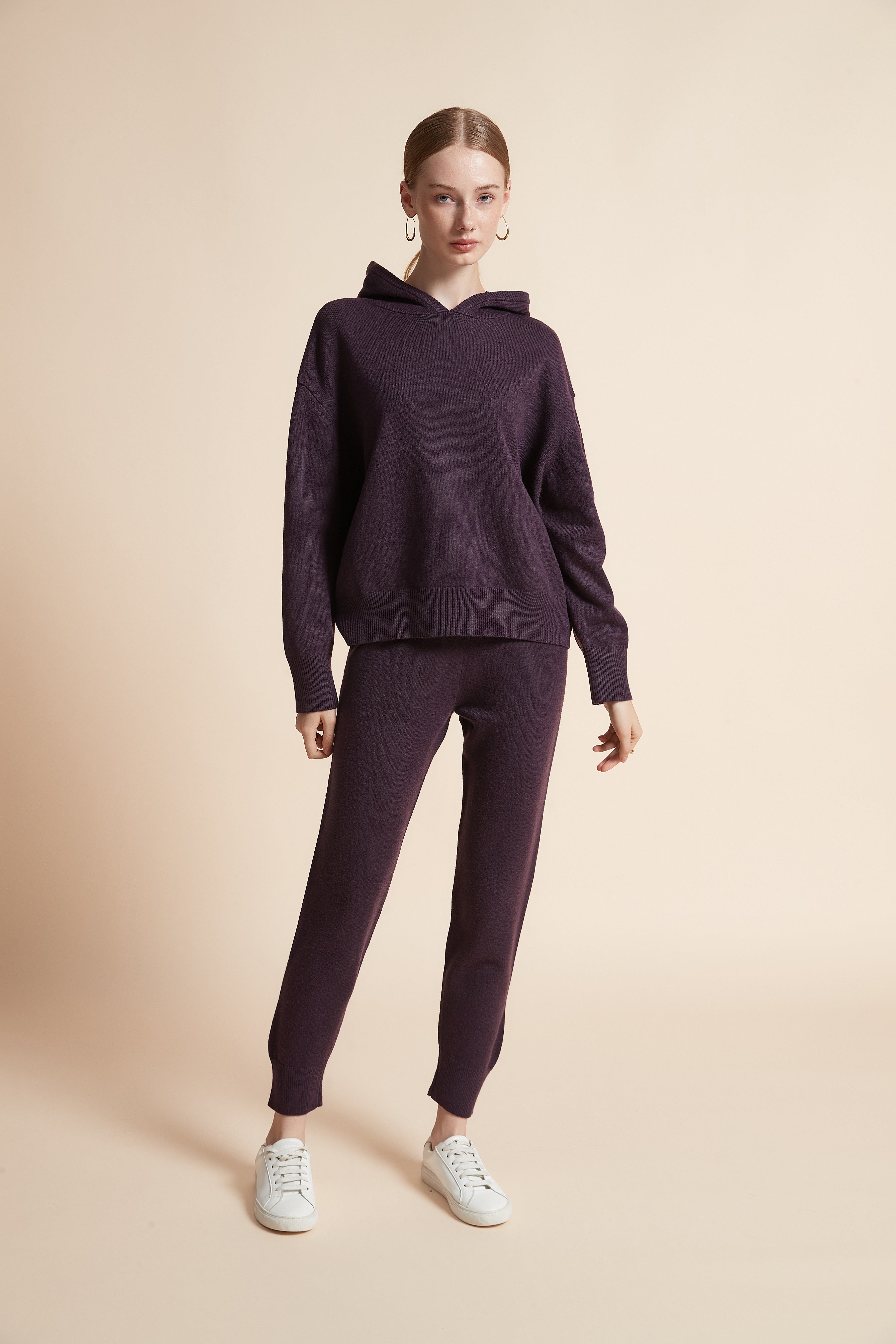 Knitted Long-Sleeve Hoodie Jacket