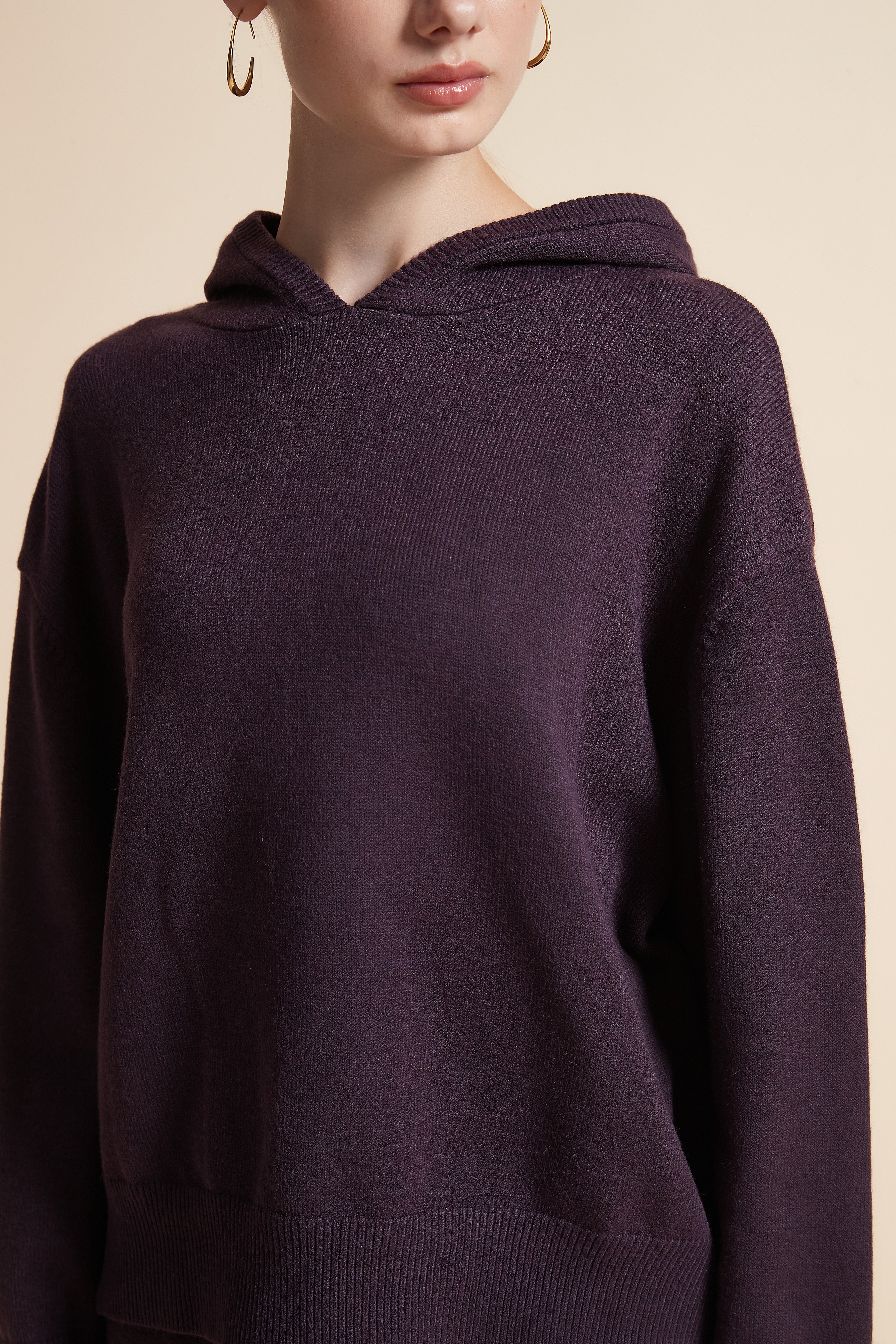 Knitted Long-Sleeve Hoodie Jacket