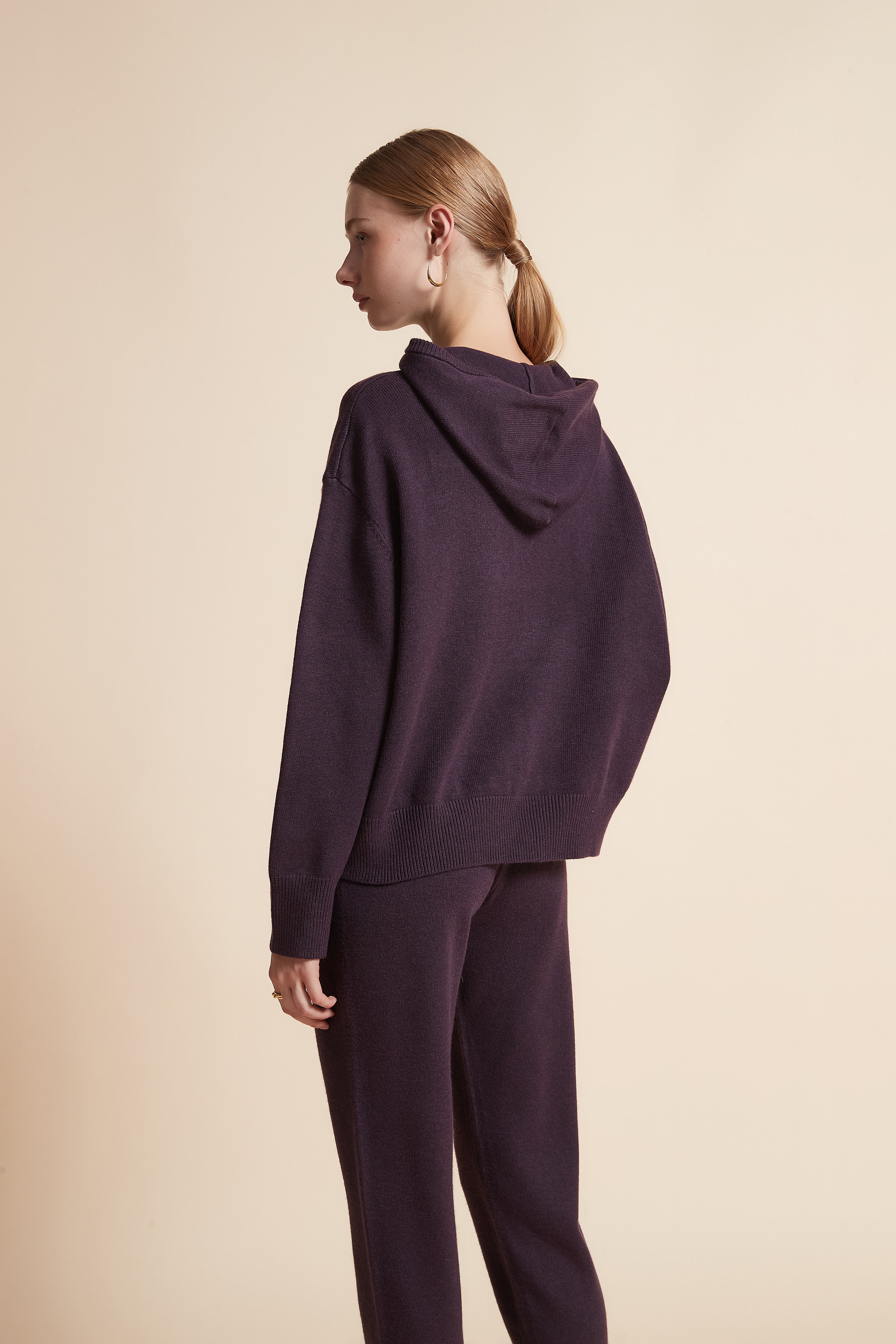 Knitted Long-Sleeve Hoodie Jacket