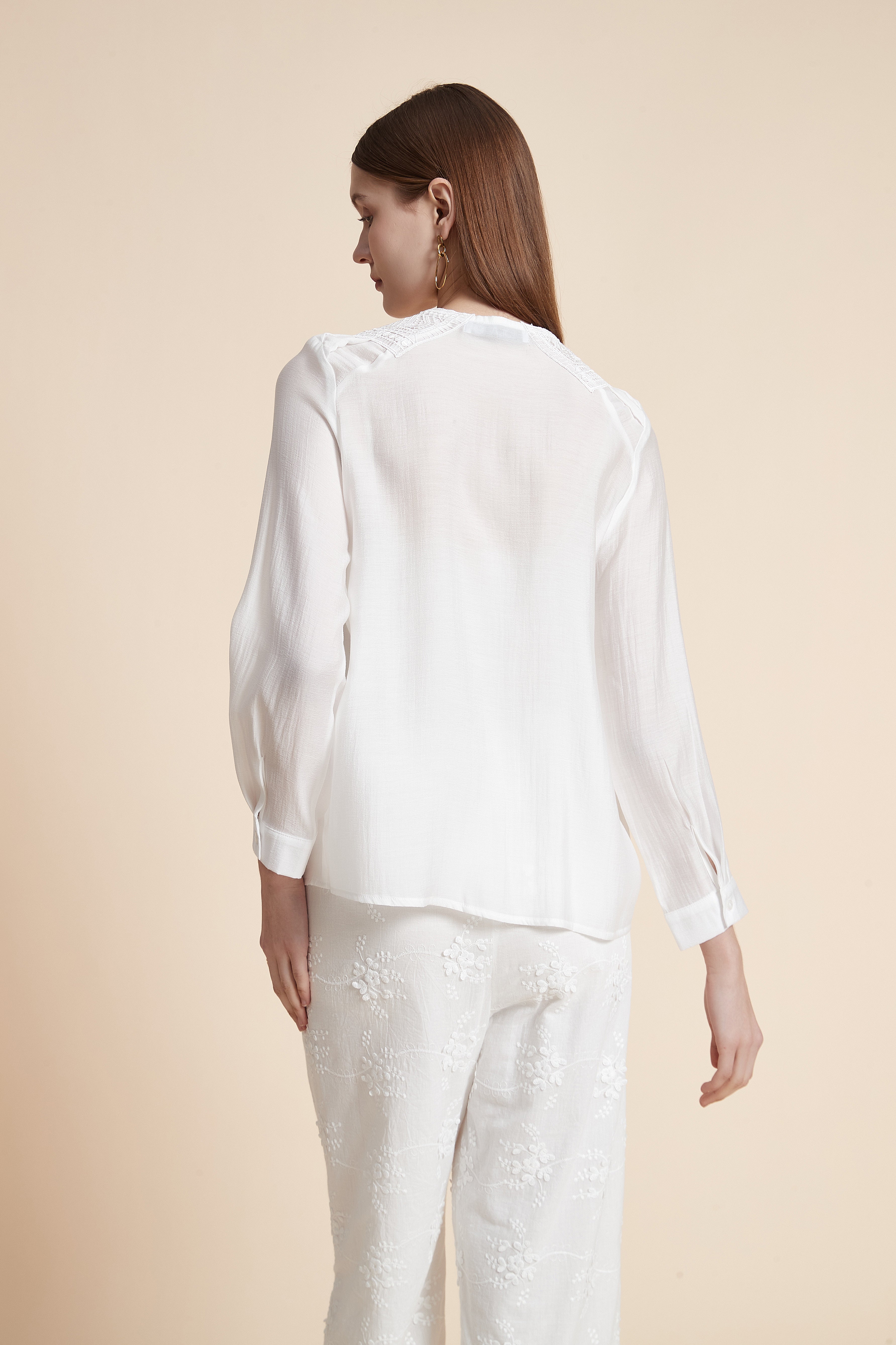 Solid Long Sleeve Blouse