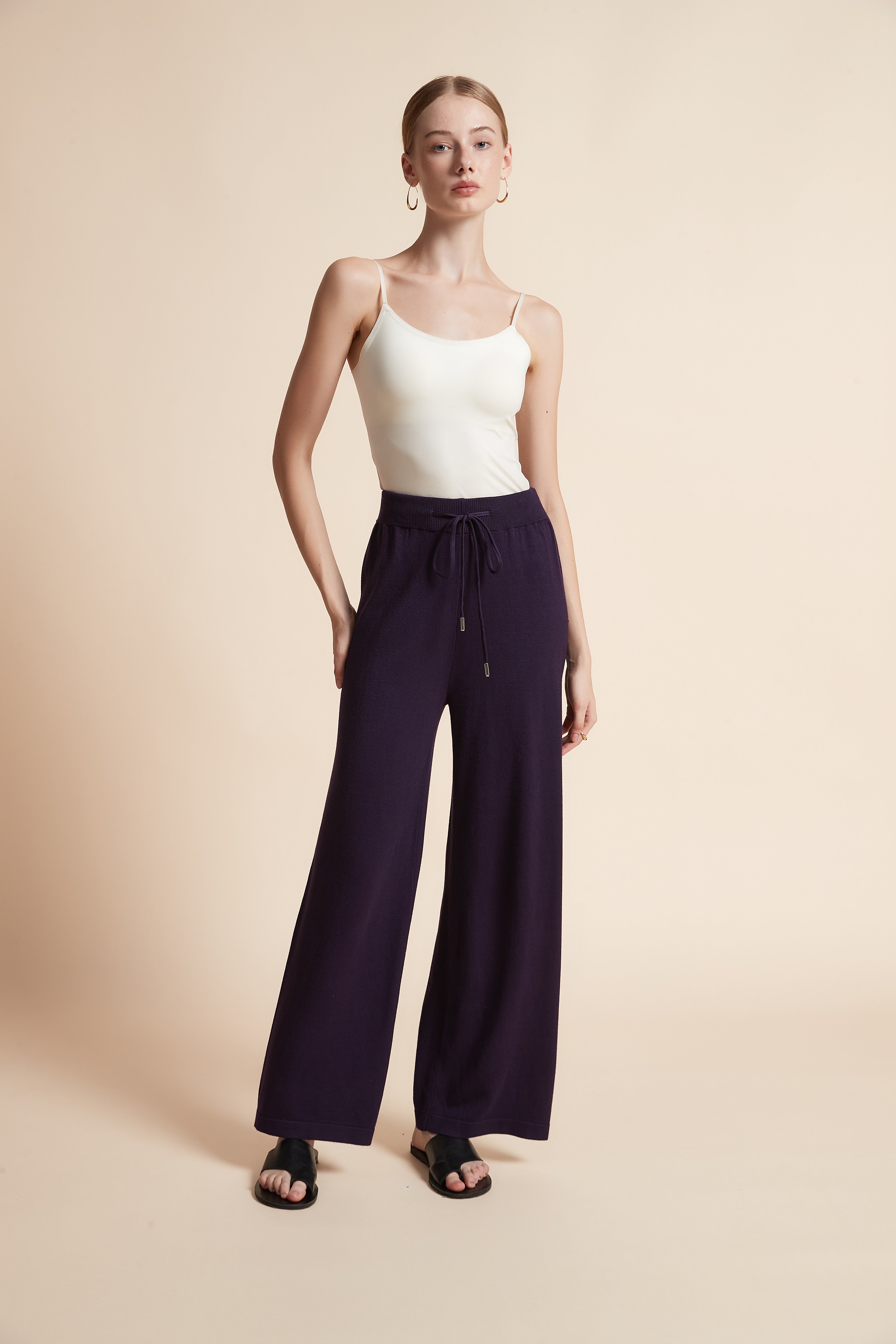 Wide-Leg Drawstring Pants