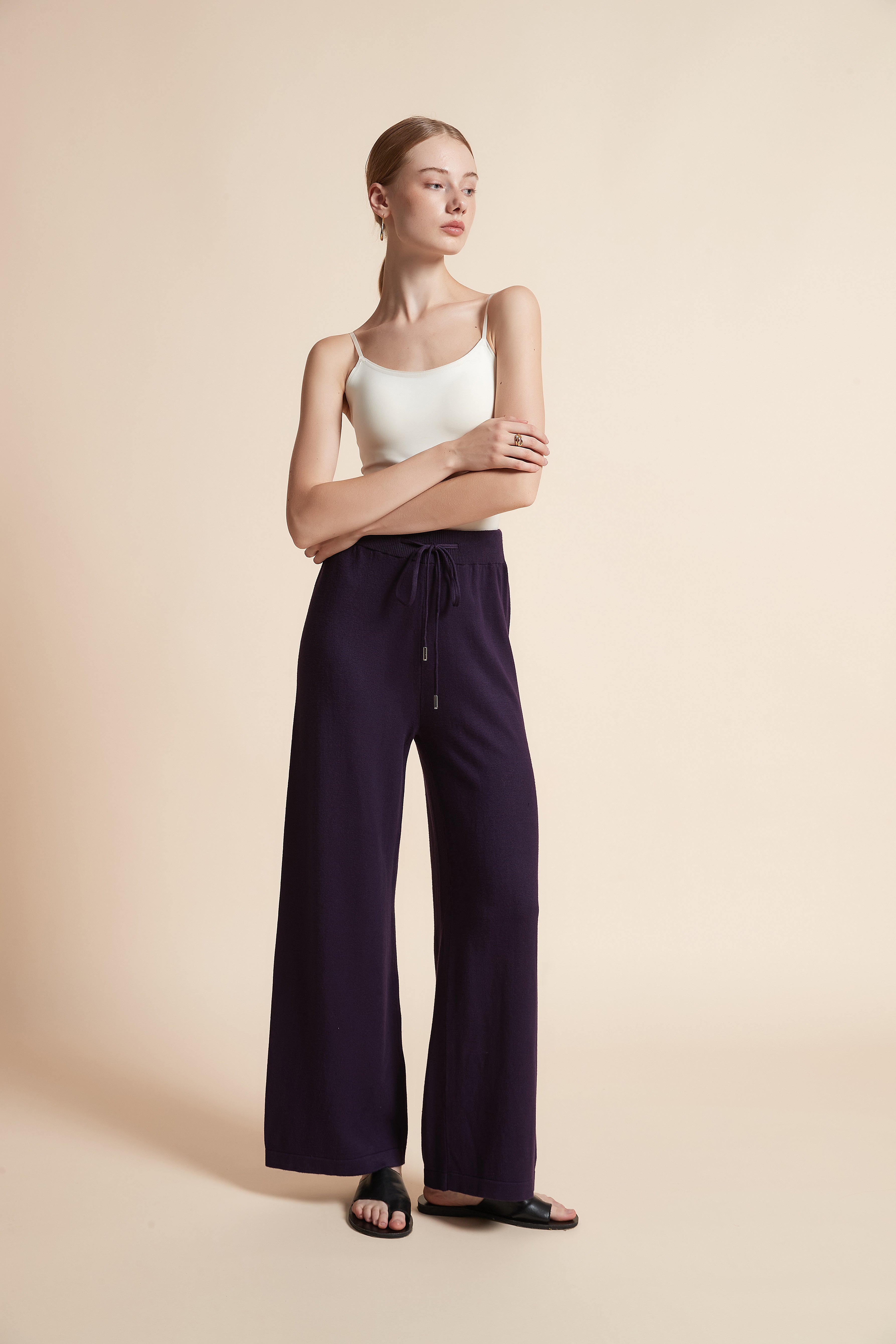 Wide-Leg Drawstring Pants