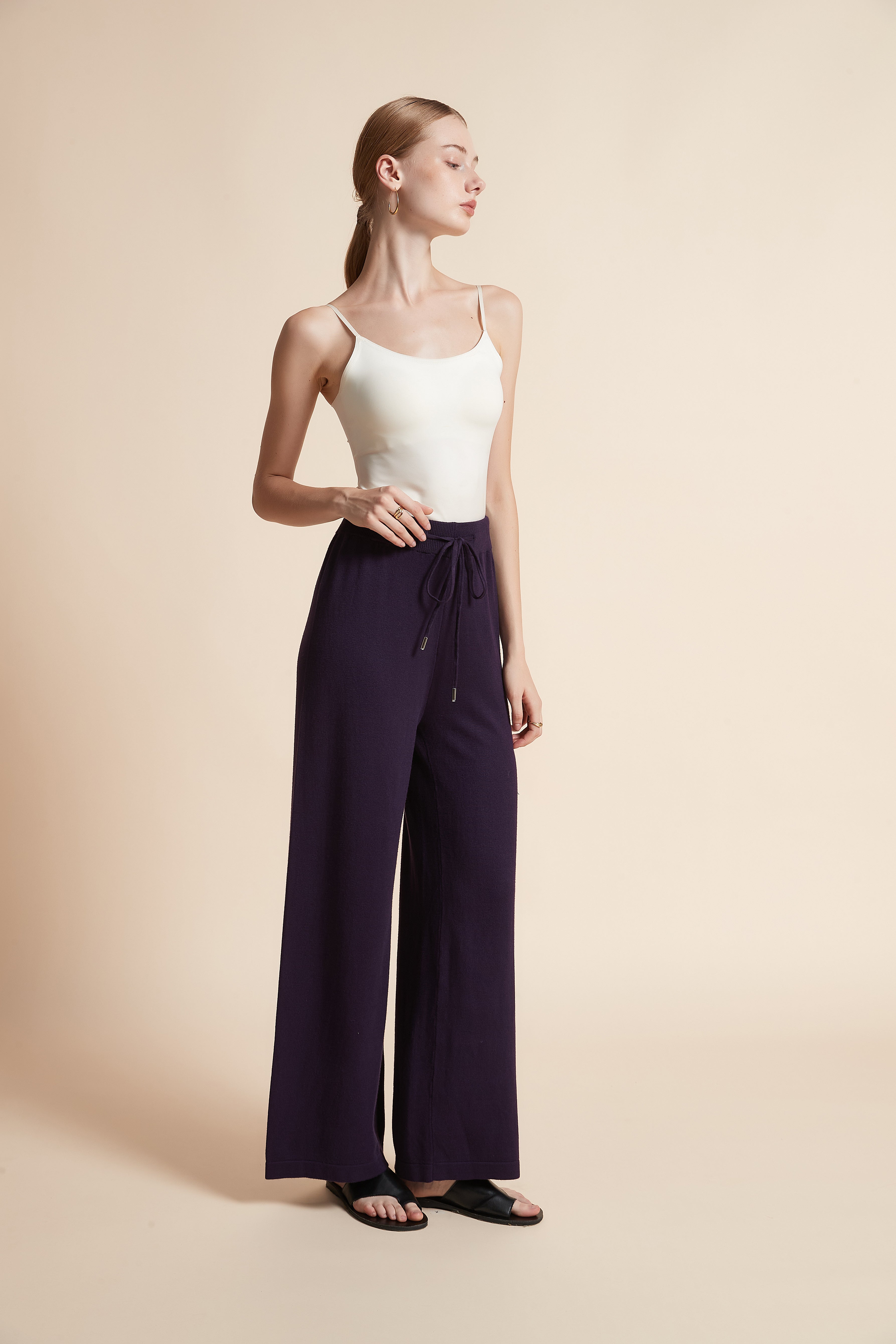 Wide-Leg Drawstring Pants