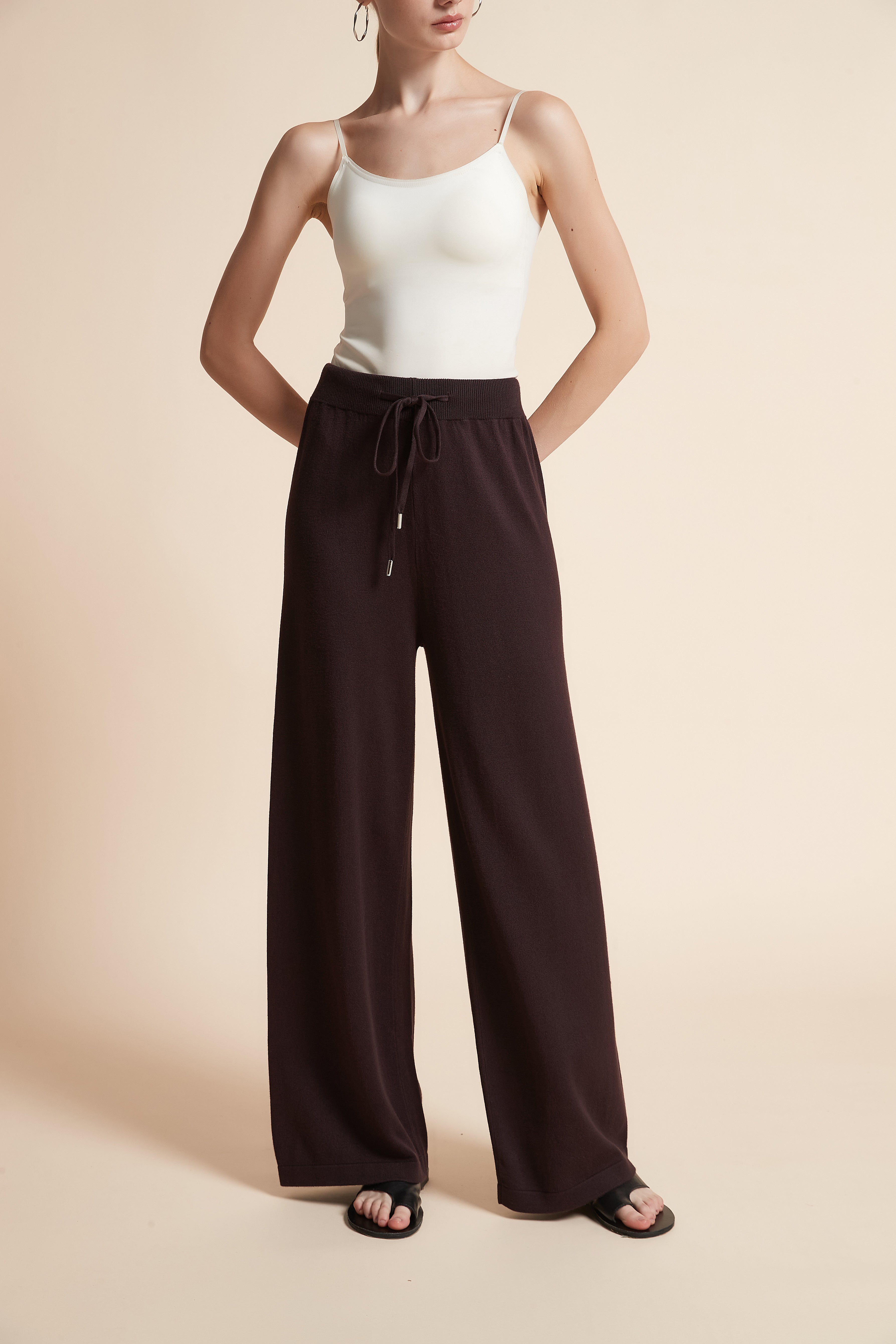 Wide-Leg Drawstring Pants