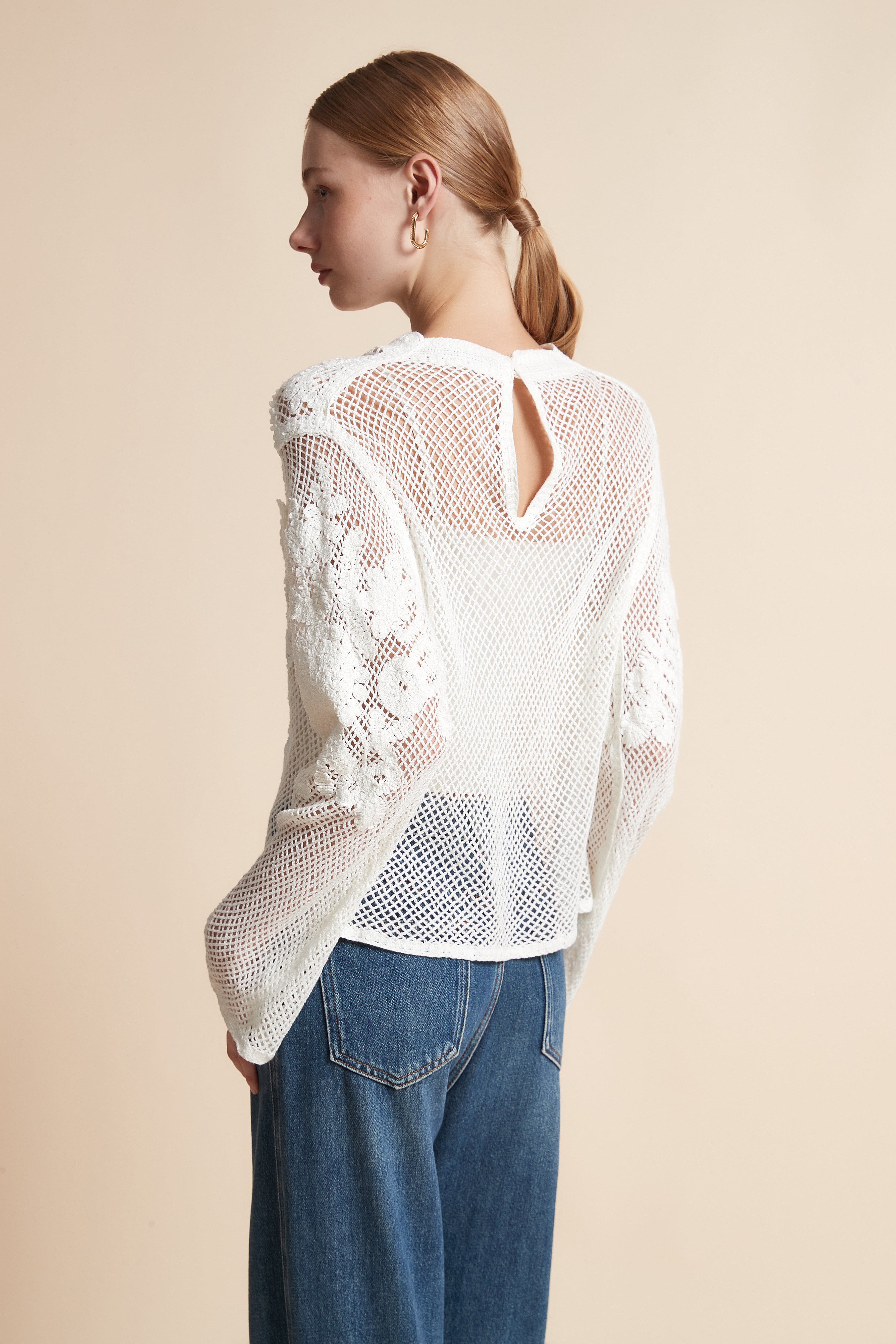 Embroidered Floral Long-Sleeve Top
