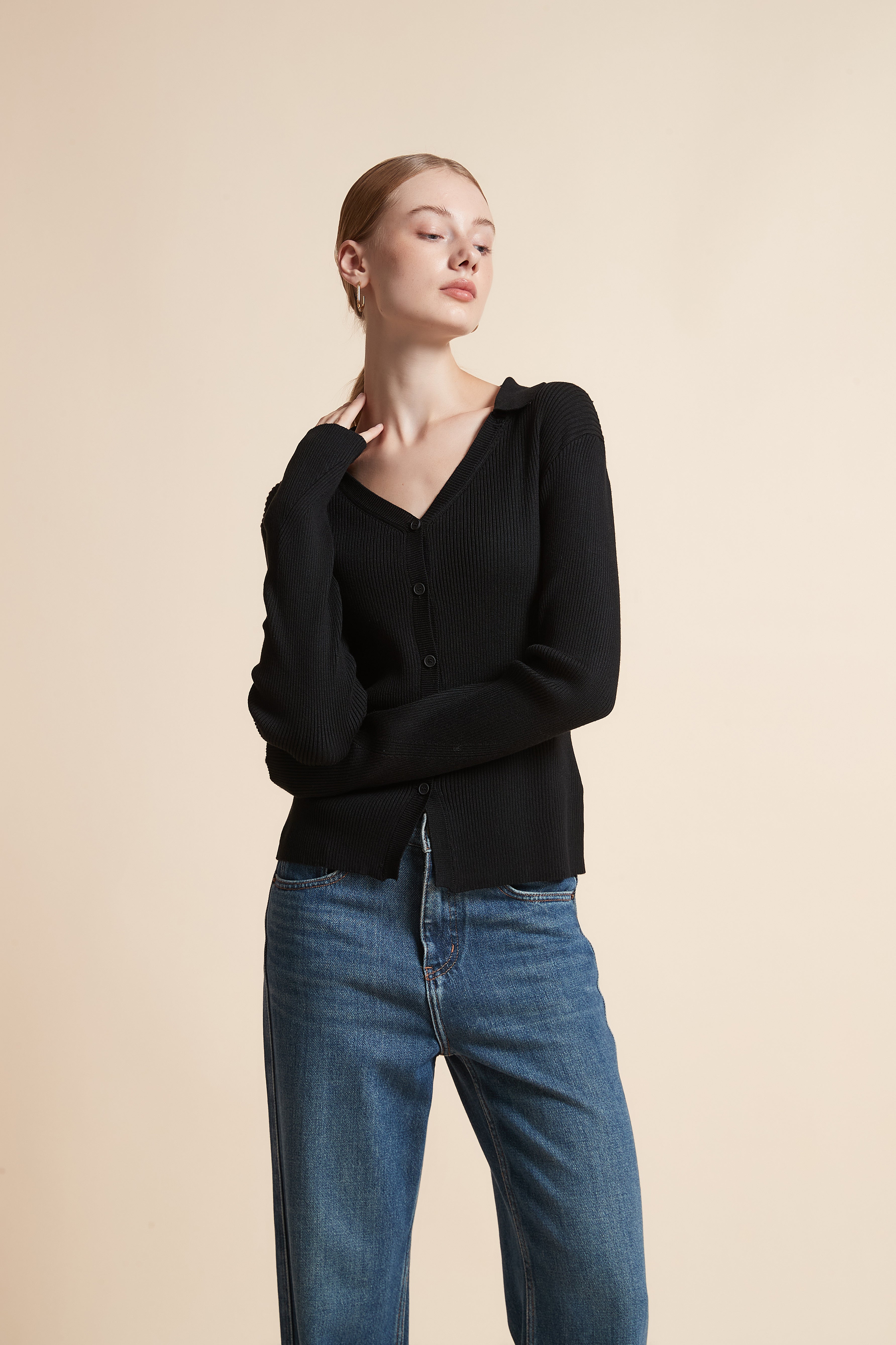 Solid Long-Sleeve Cardigan