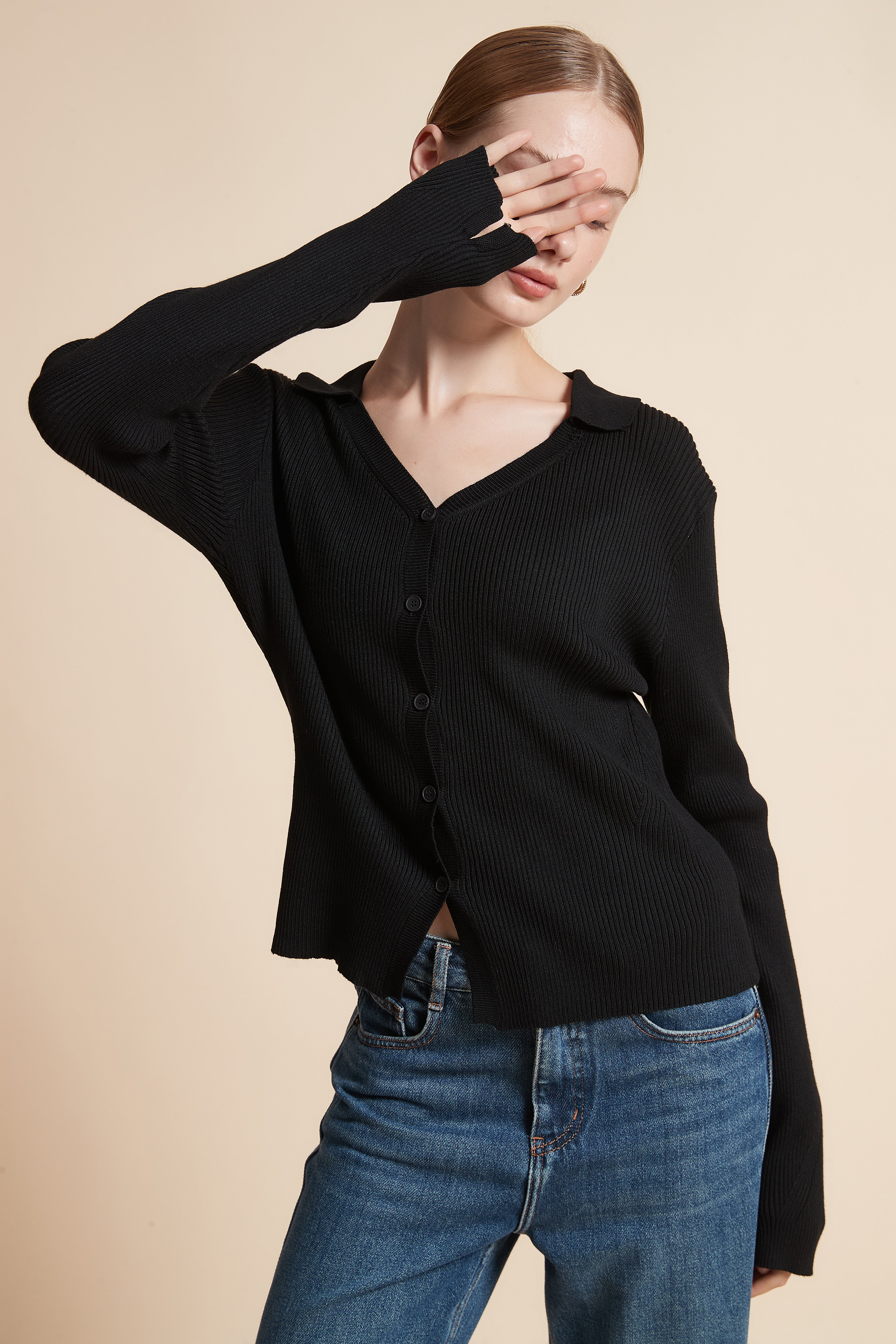 Solid Long-Sleeve Cardigan