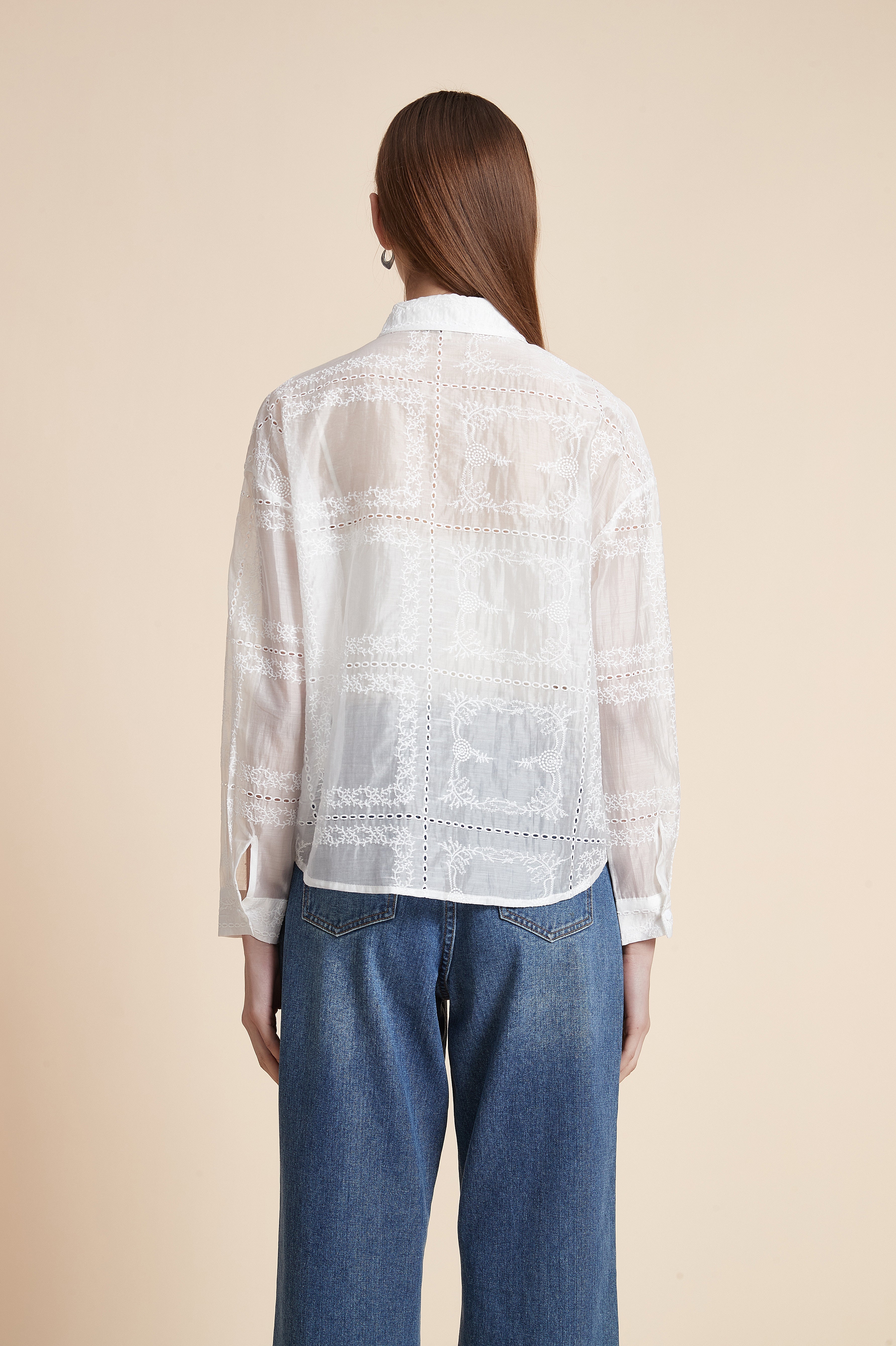 Long Sleeve Sheer Printed Shirt