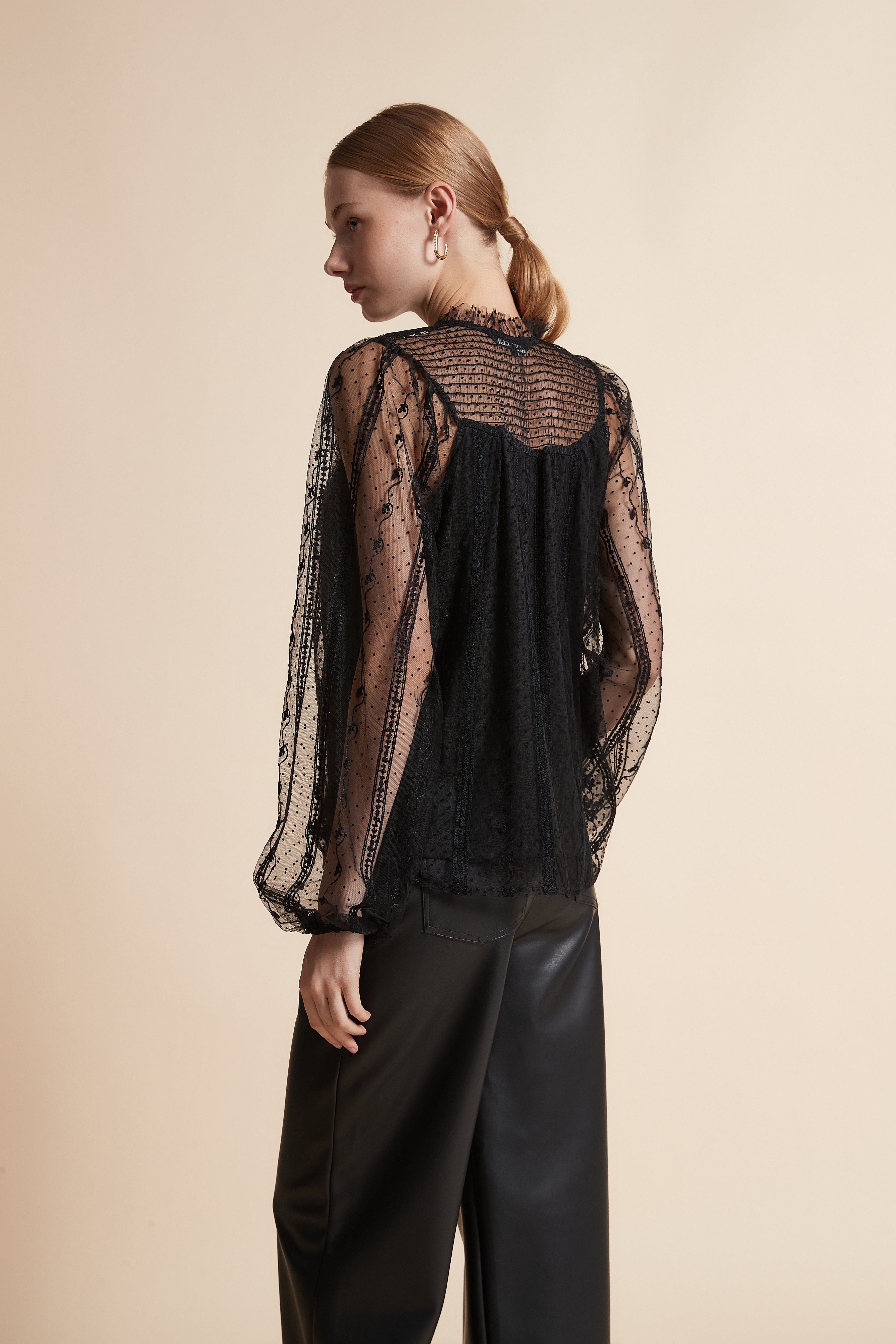 Embroidered Long-Sleeve Top