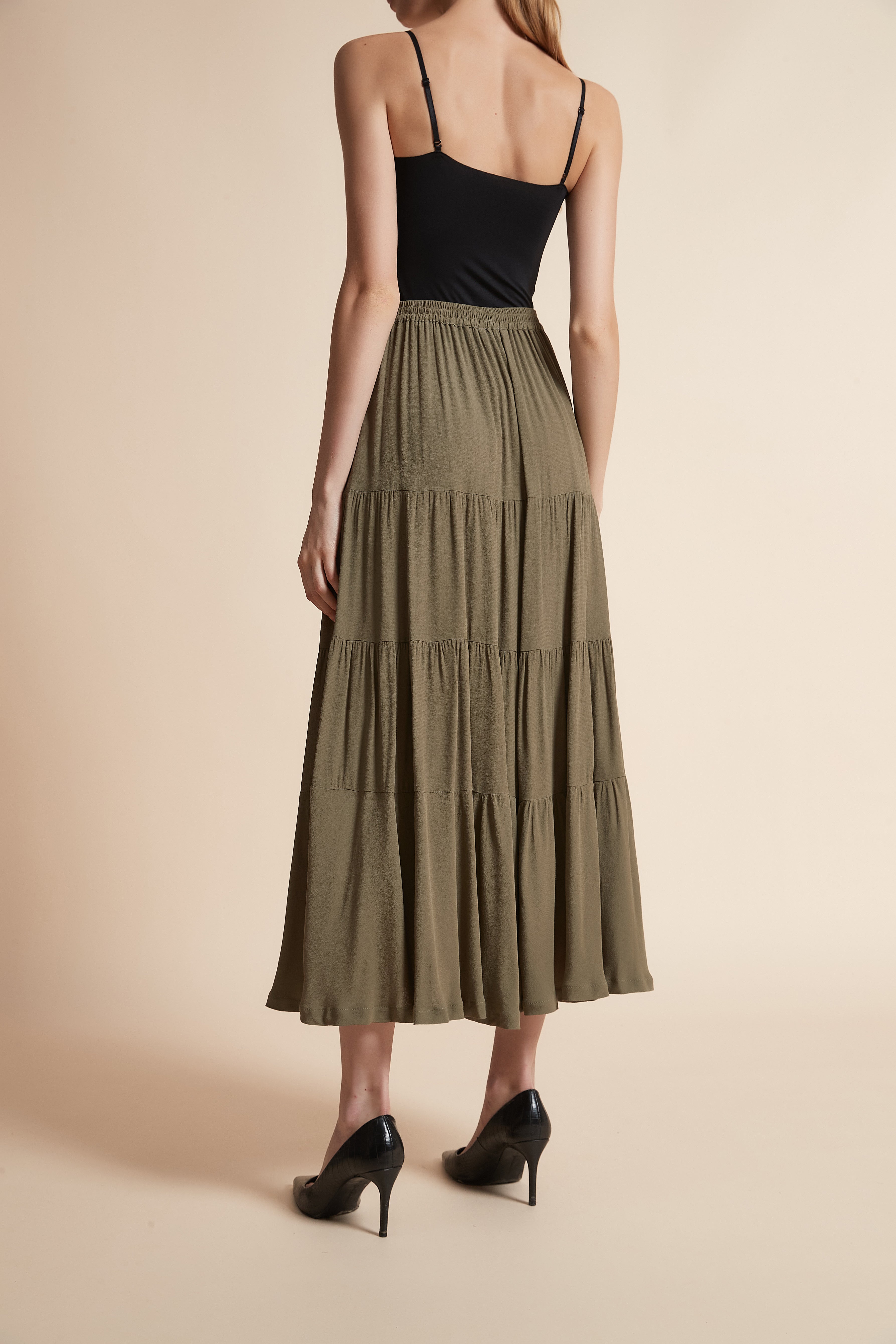 Long Button-Front Skirt