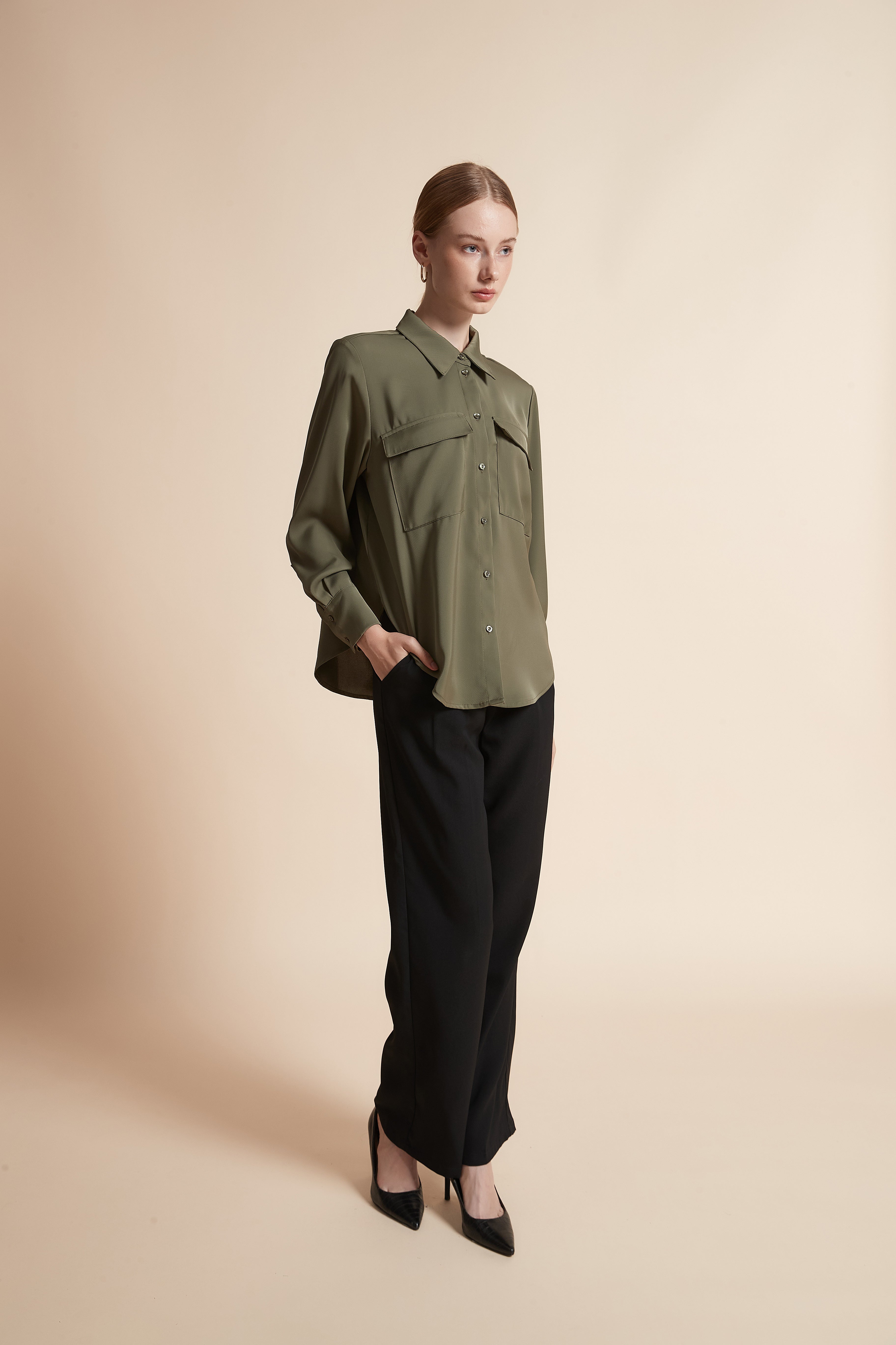 Long-Sleeve Top with Chest Pockets