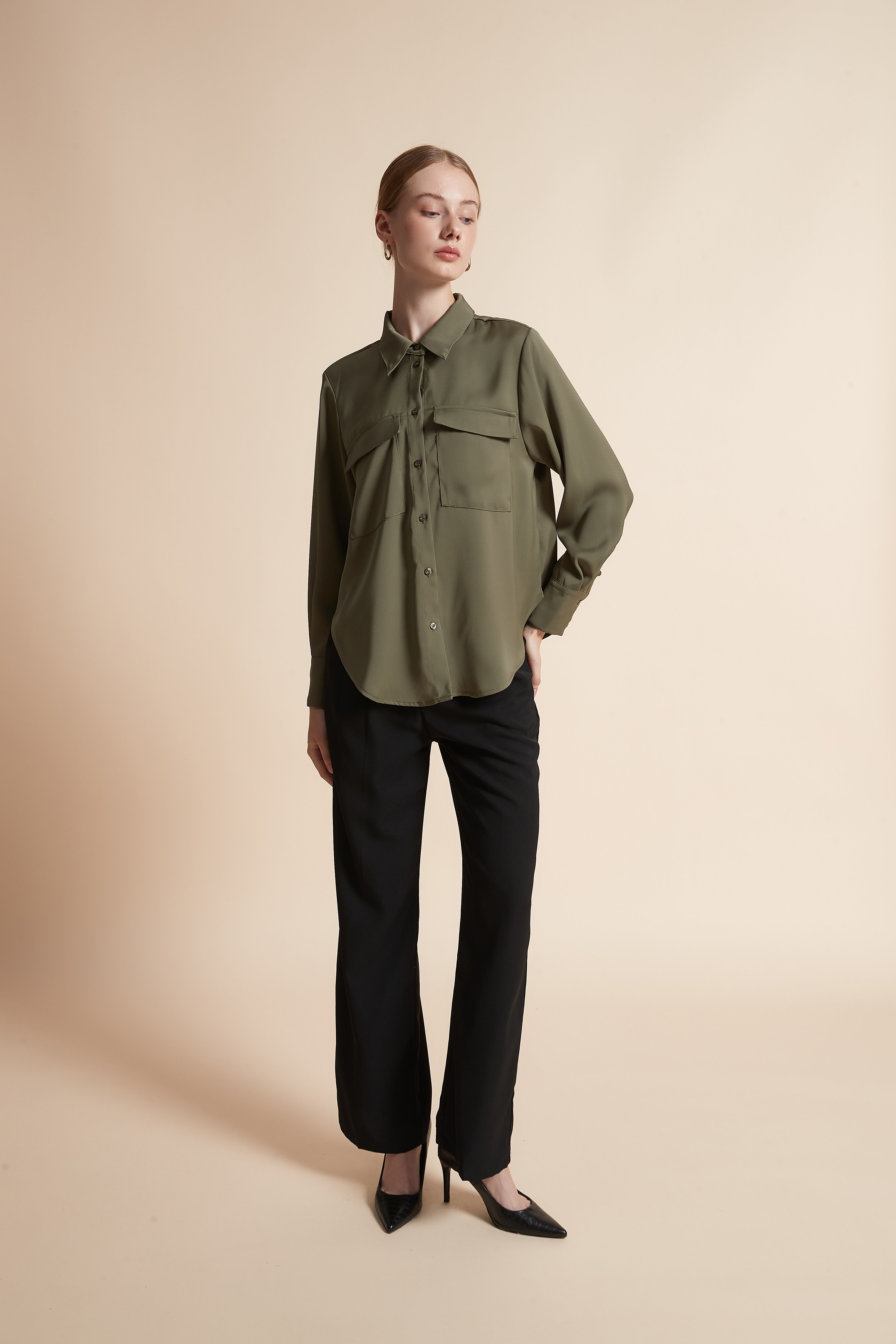 Long-Sleeve Top with Chest Pockets