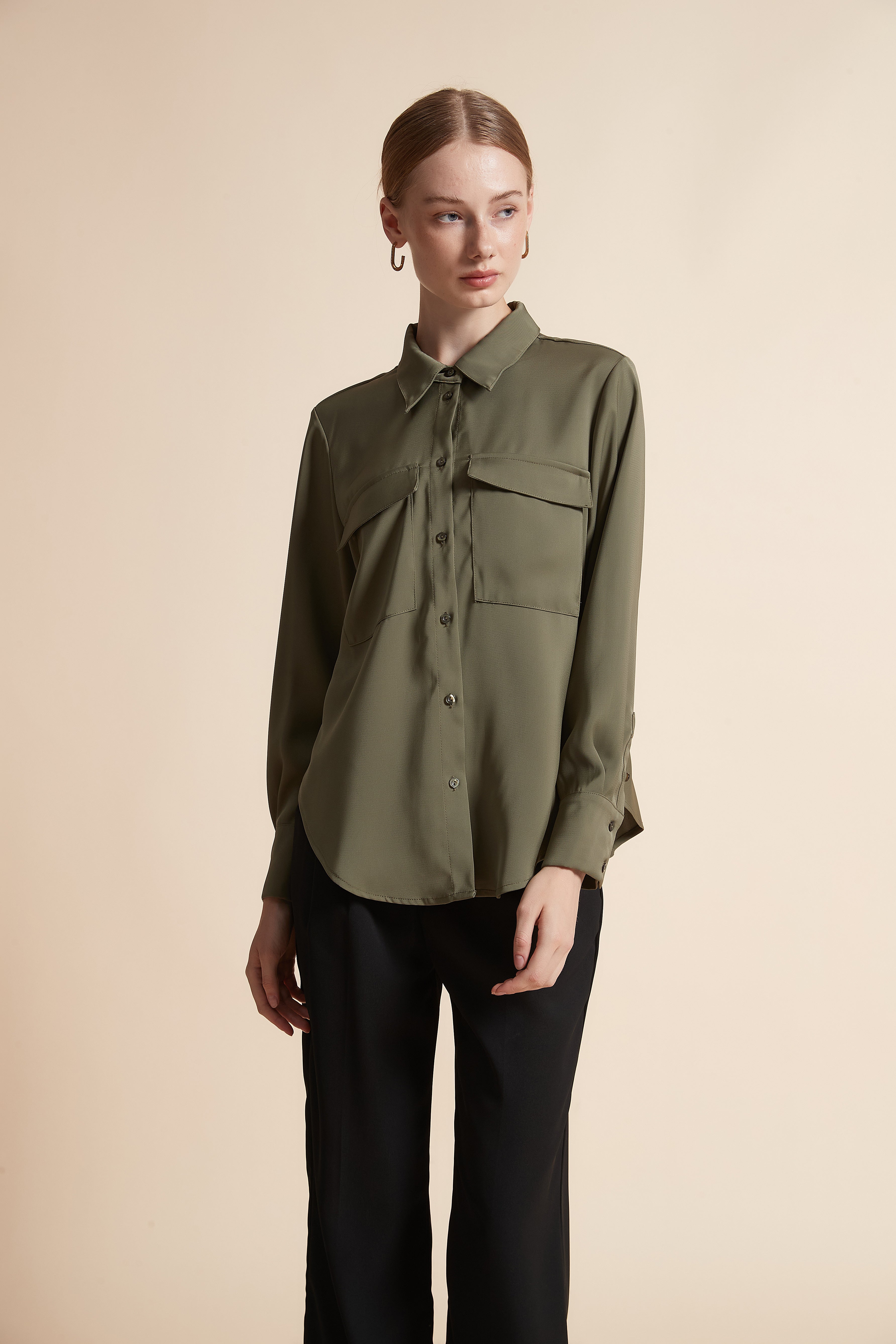 Long-Sleeve Top with Chest Pockets