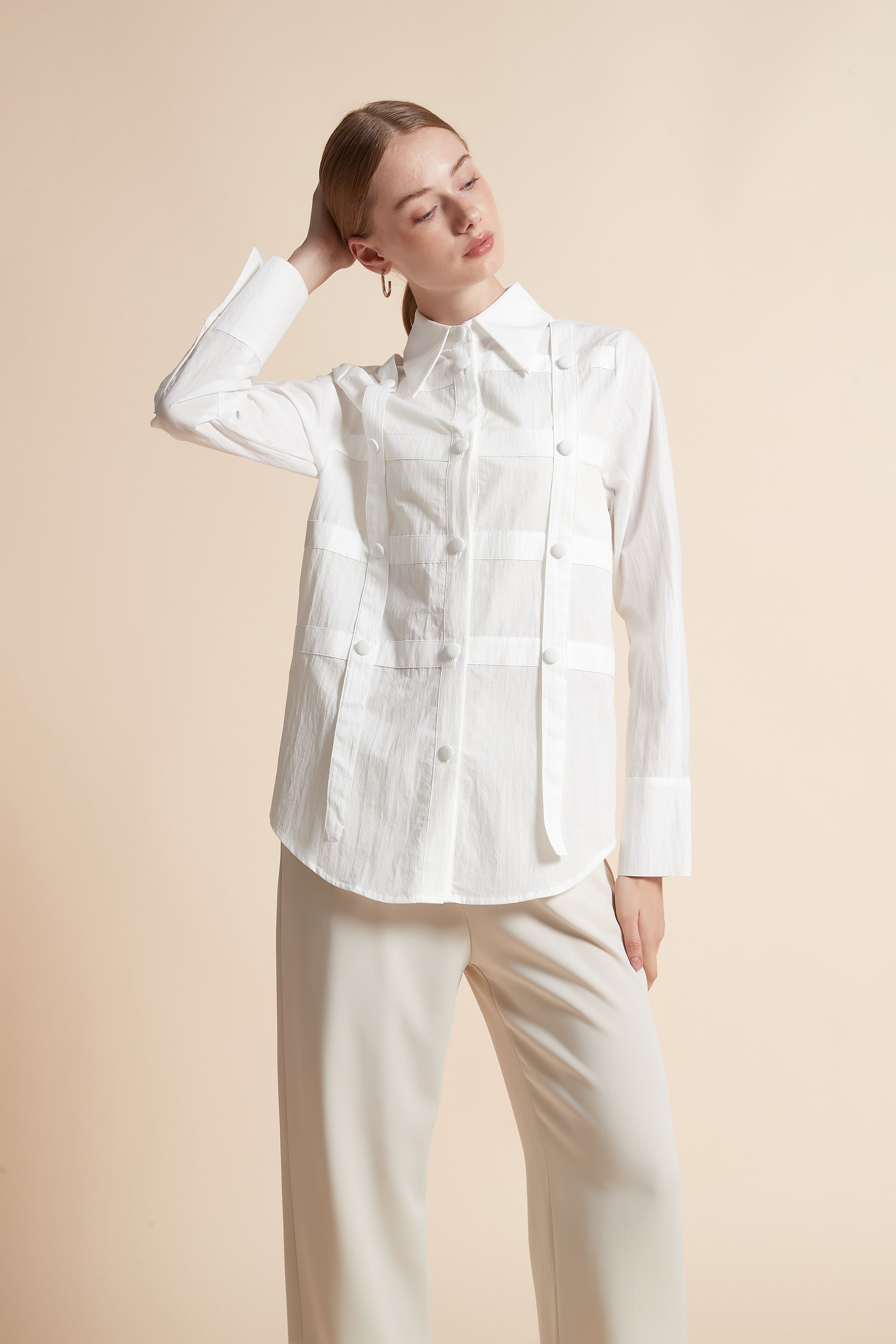 Long-Sleeve Button-Top