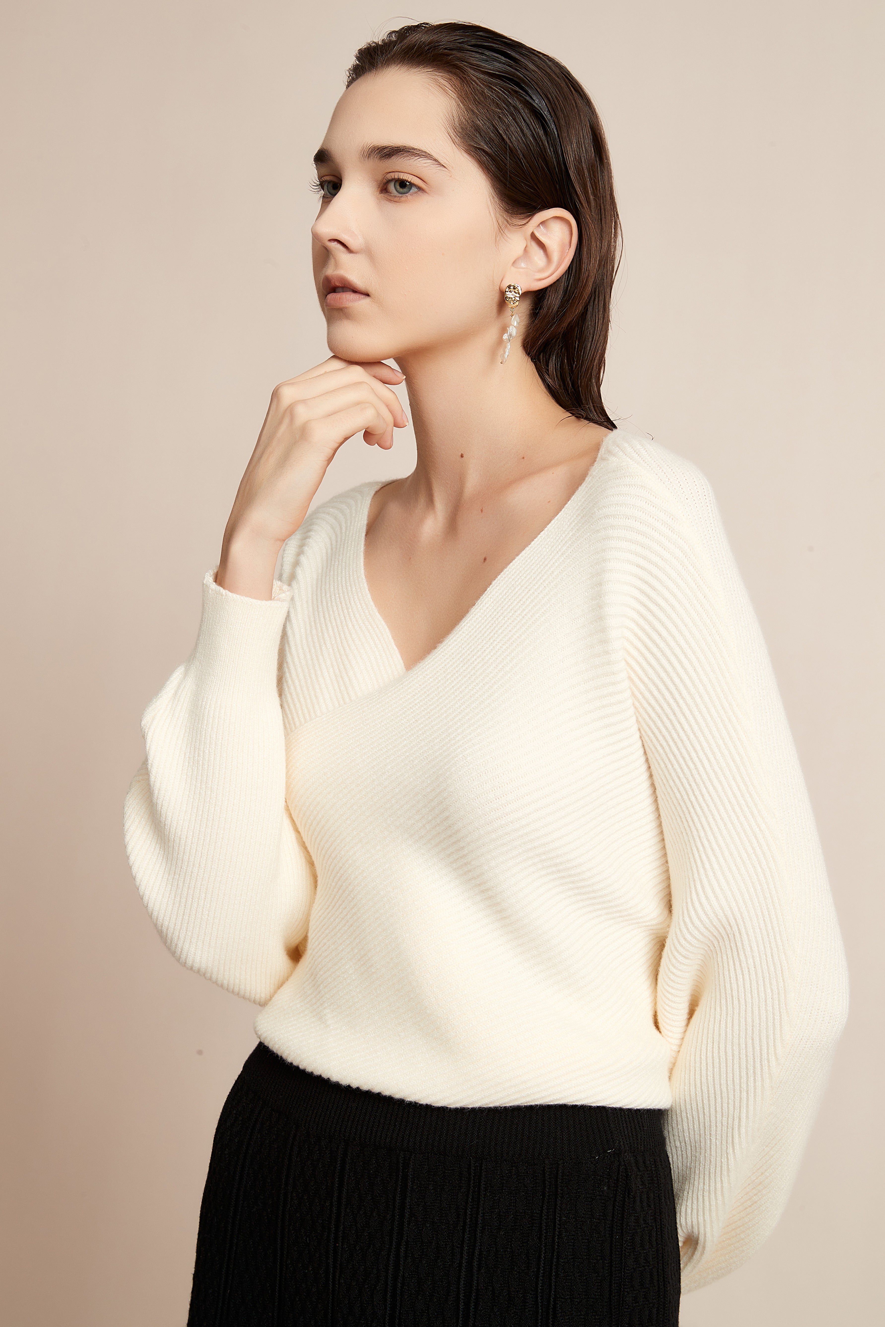 Yola Winter Blouse with Chest Opening, Plain