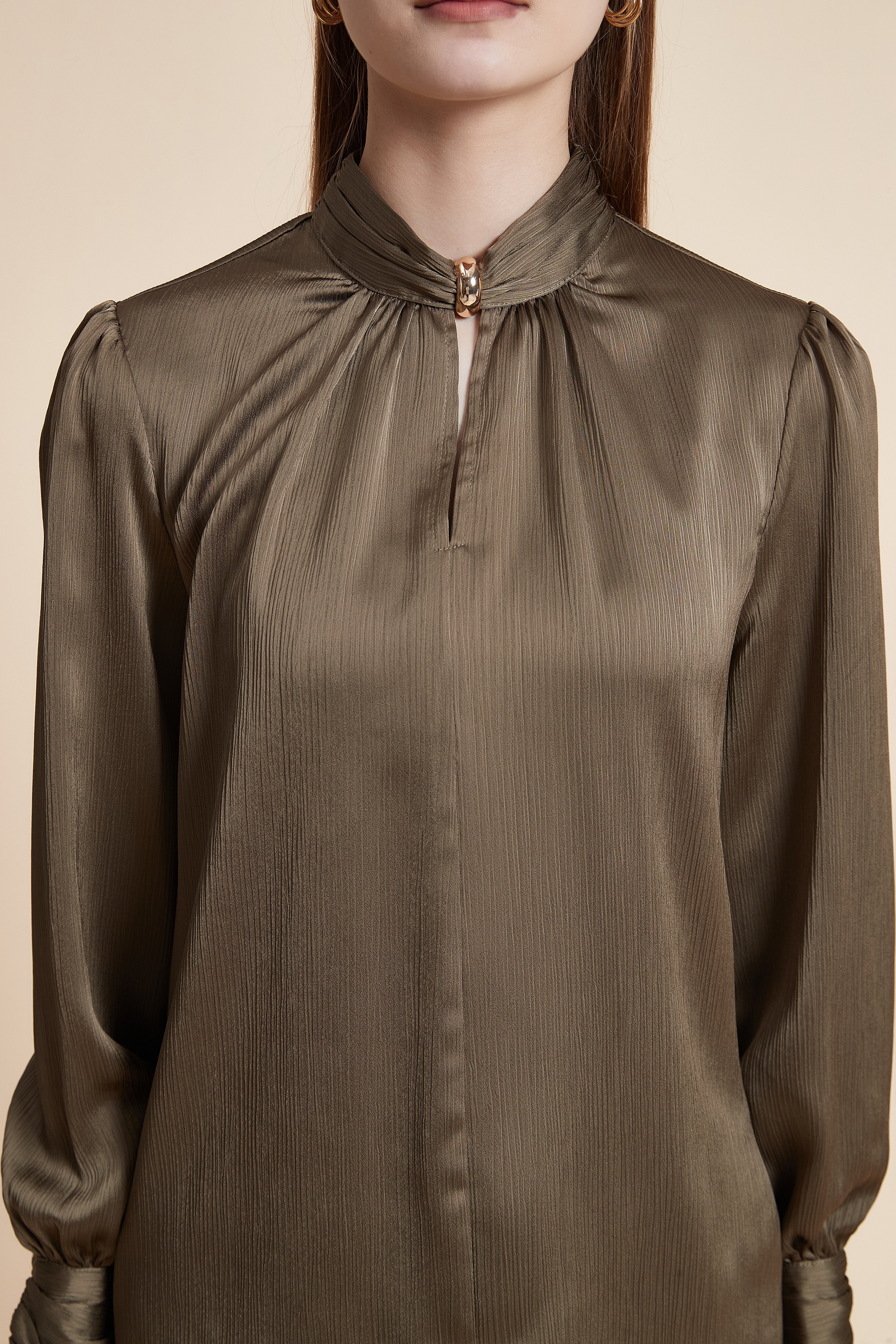 Solid Long Sleeve Formal Blouse