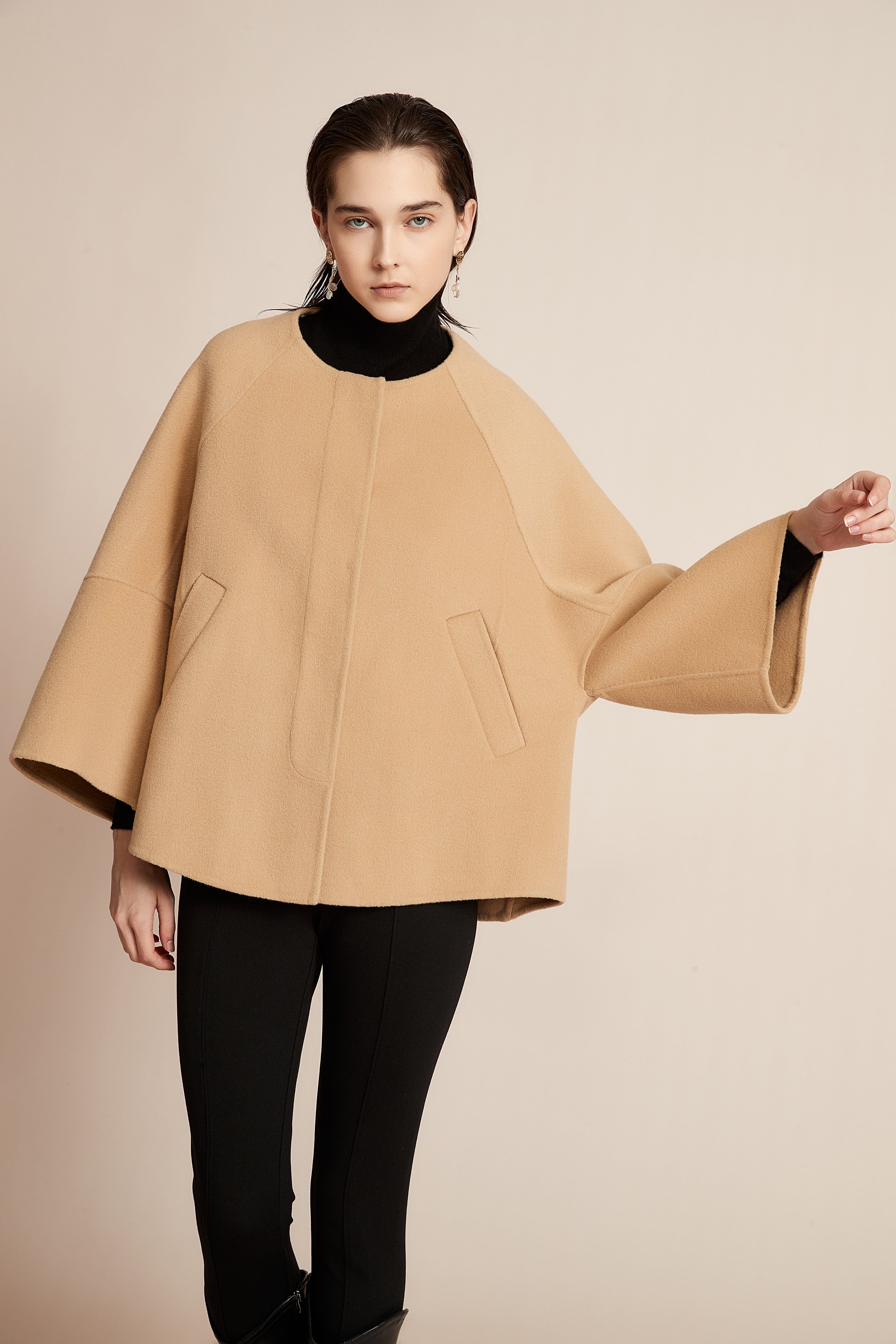 Yola Plain Long Sleeve Loose Jacket for Work