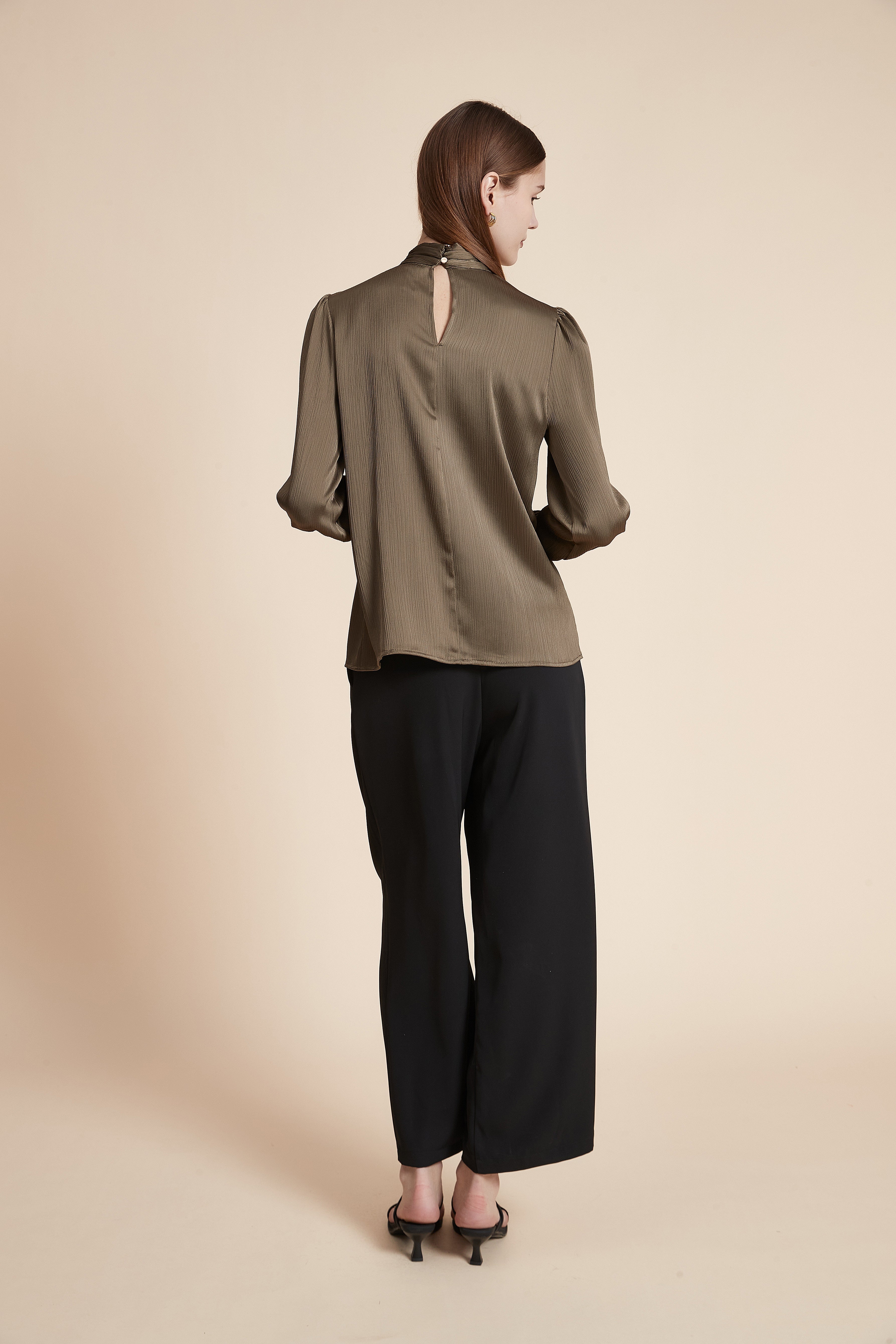 Solid Long Sleeve Formal Blouse