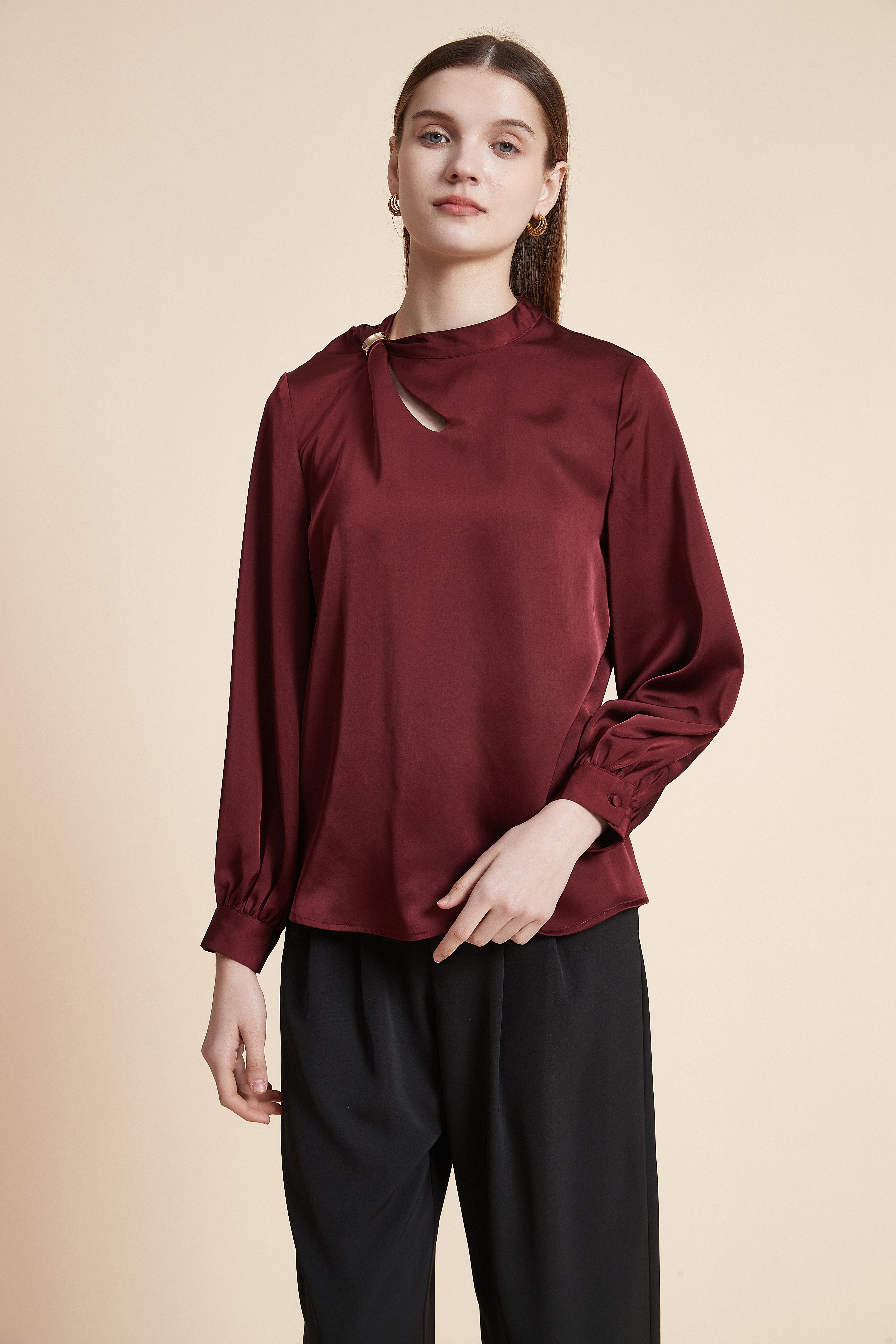 Long Sleeve Solid Top with Neck Opening
