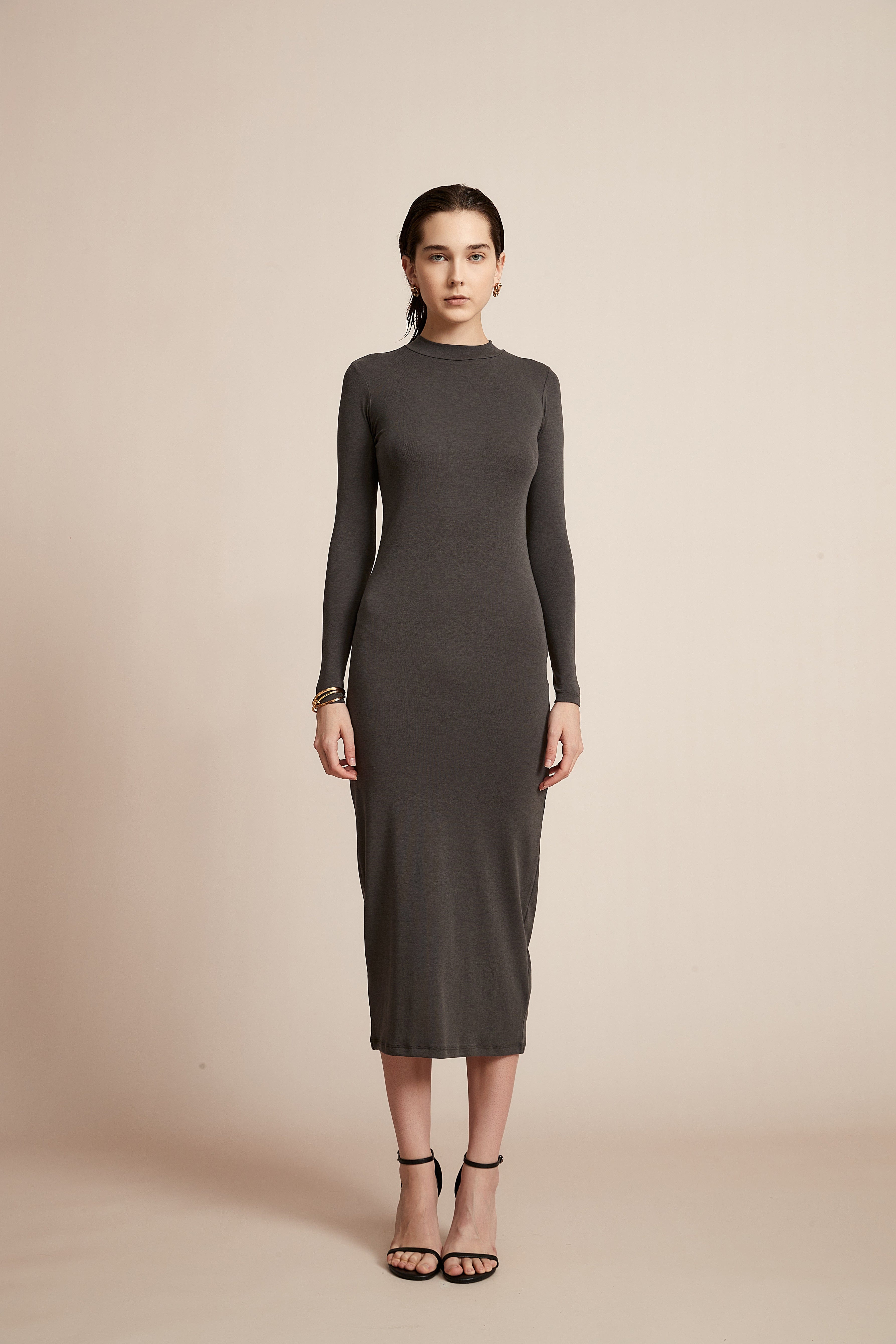 Yola Solid Long Sleeve Dress for Work