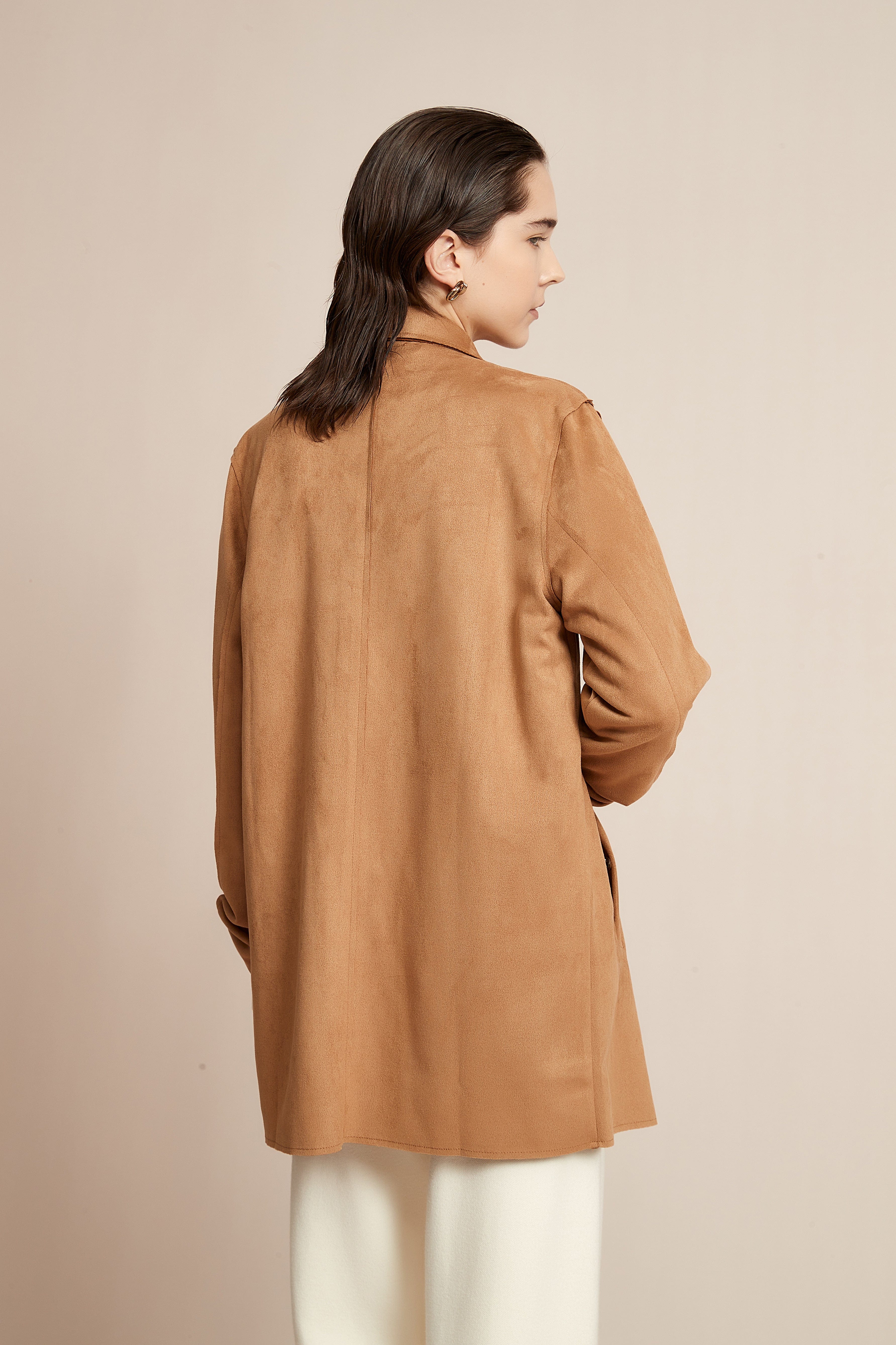 Yola Open Jacket, Plain with Long Collar and Long Sleeves