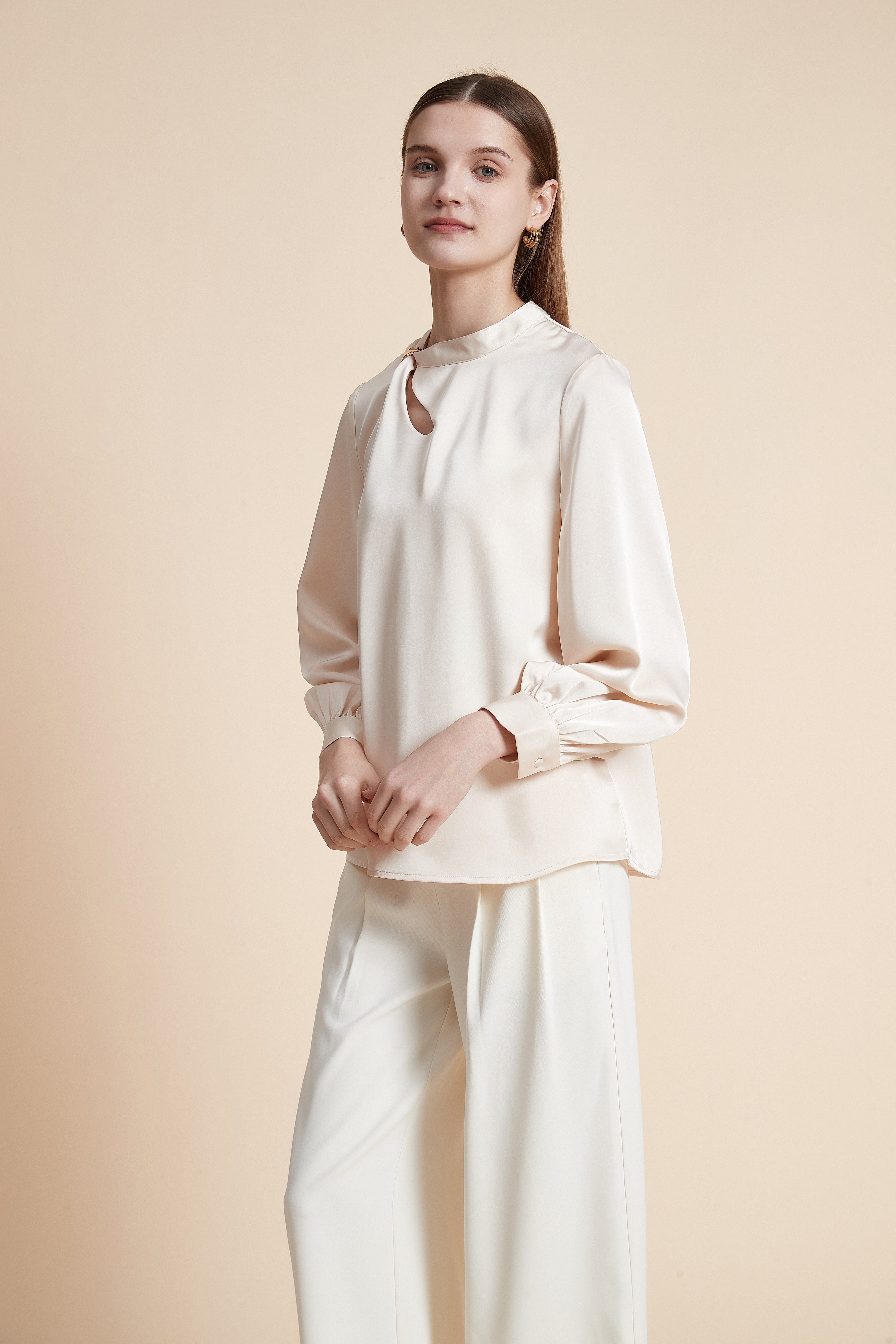 Long Sleeve Solid Top with Neck Opening