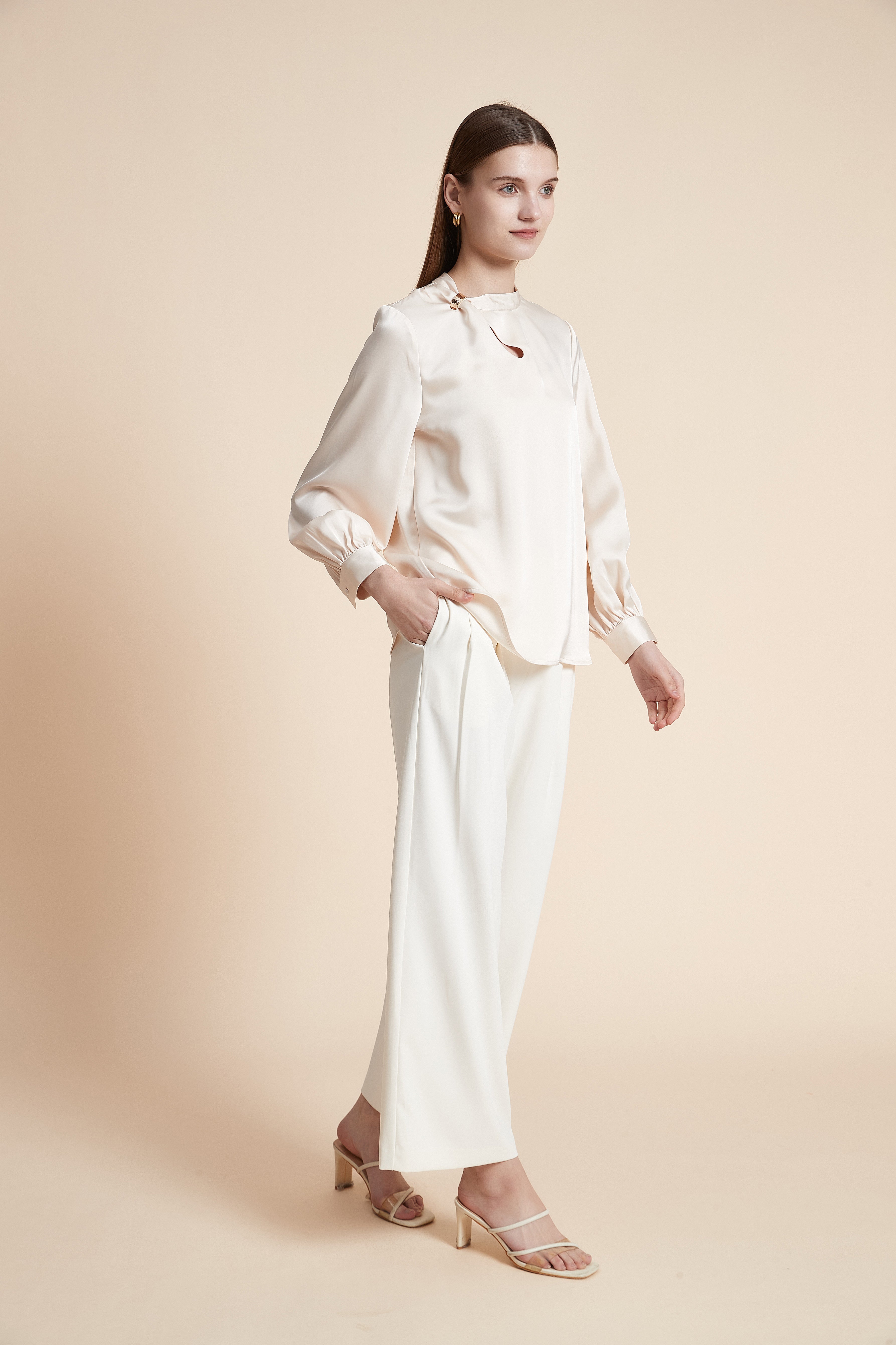 Long Sleeve Solid Top with Neck Opening