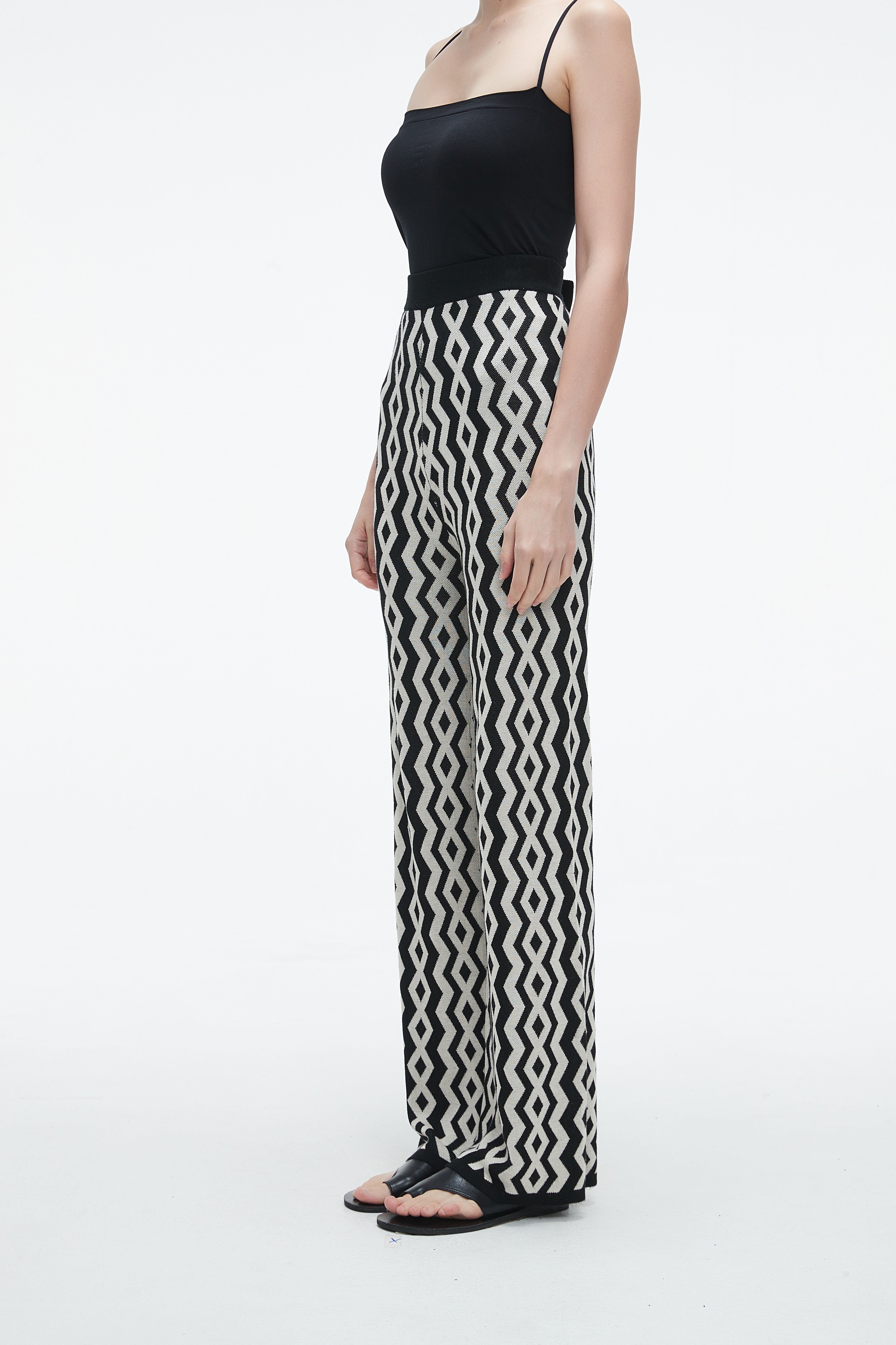 Yola Long Wide-Leg Printed Trousers